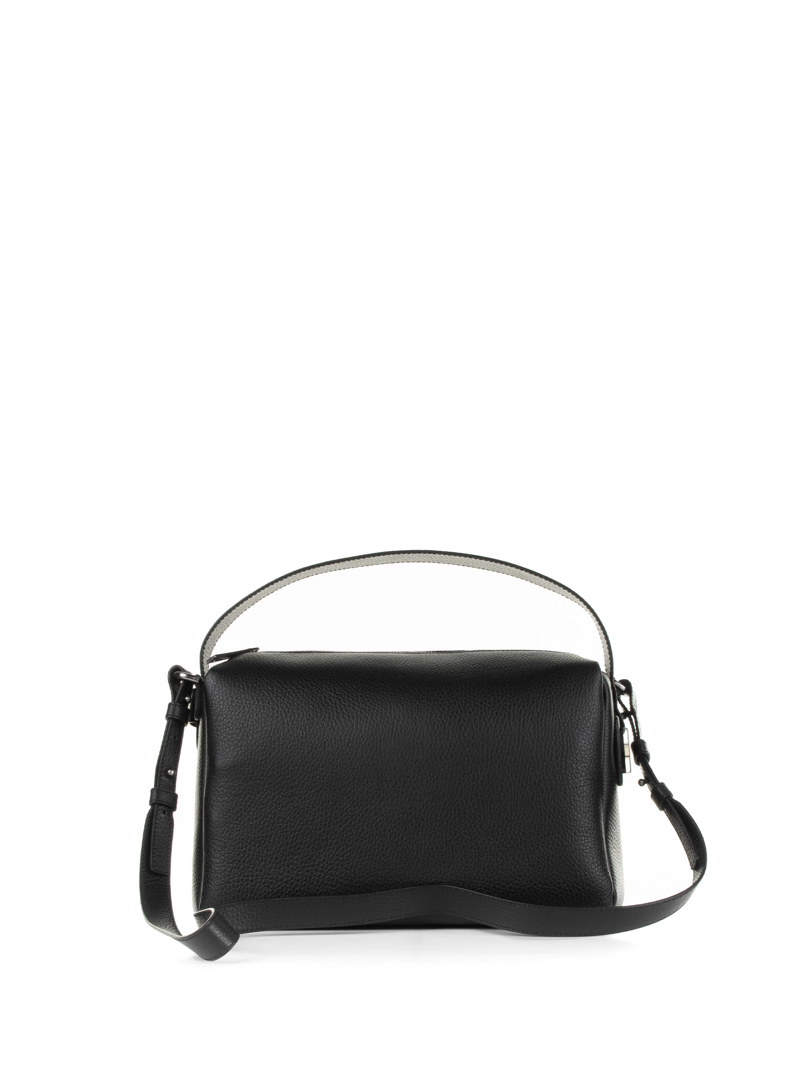 Shop Hogan Black Shoulder Bag In Textured Leather In Nero