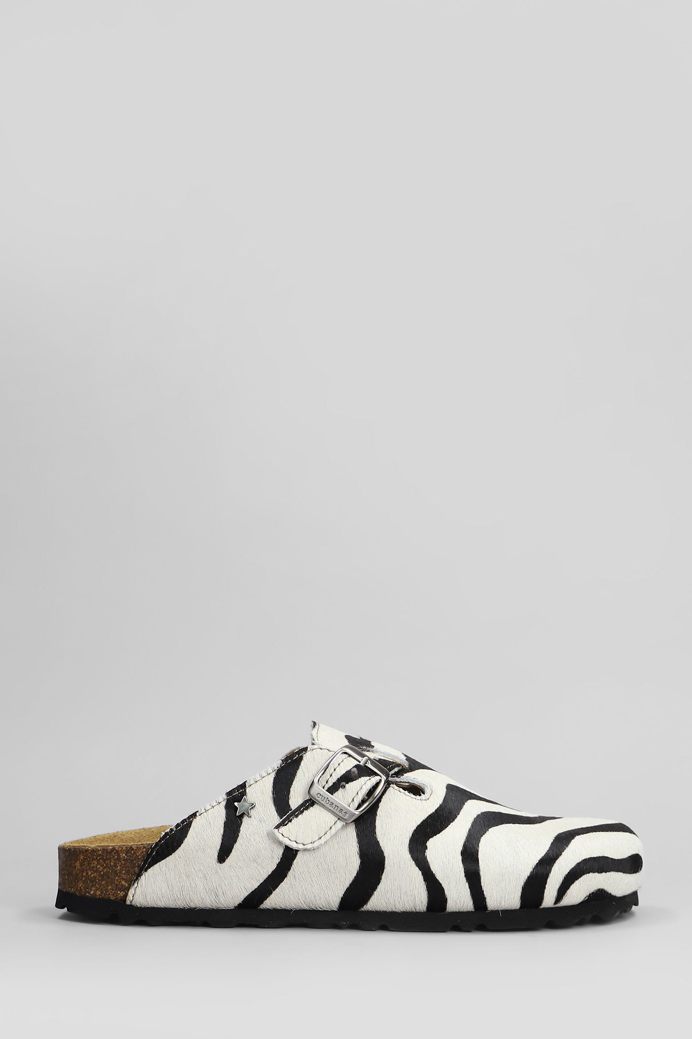 CUBANAS MARIA SLIPPER-MULE IN WHITE PONY SKIN