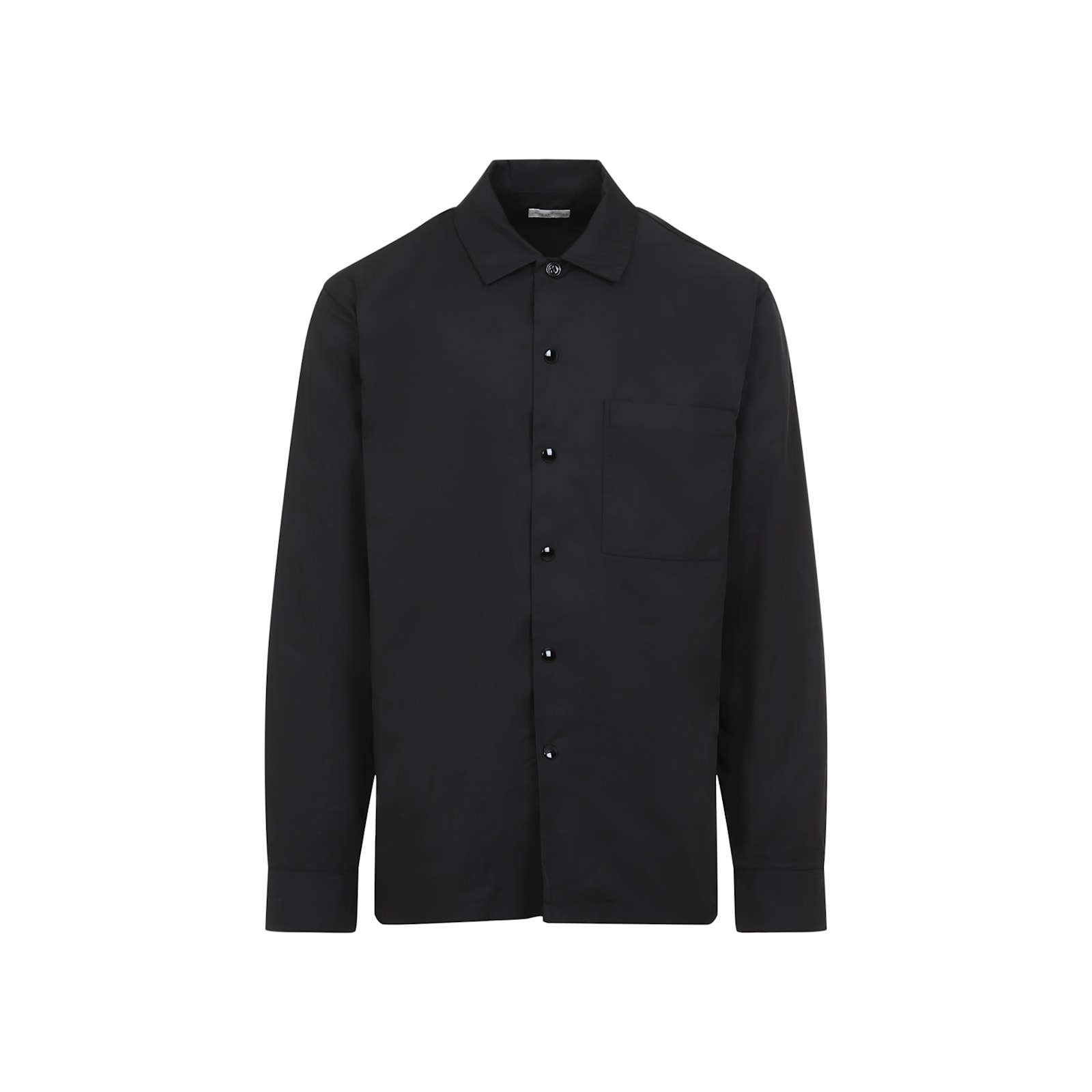 Dries Van Noten Cornish Black Tech Fabric Shirt With Pointed Collar In Black