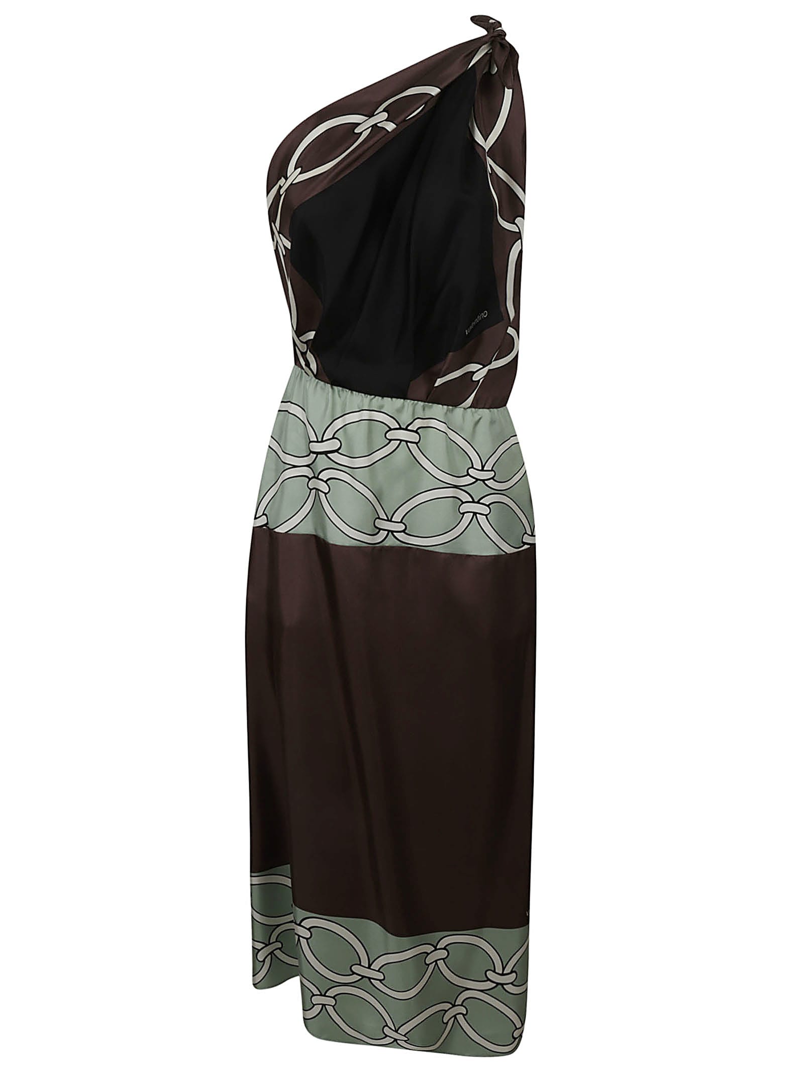 Valentino Pattern Twill Dress In Multicolor