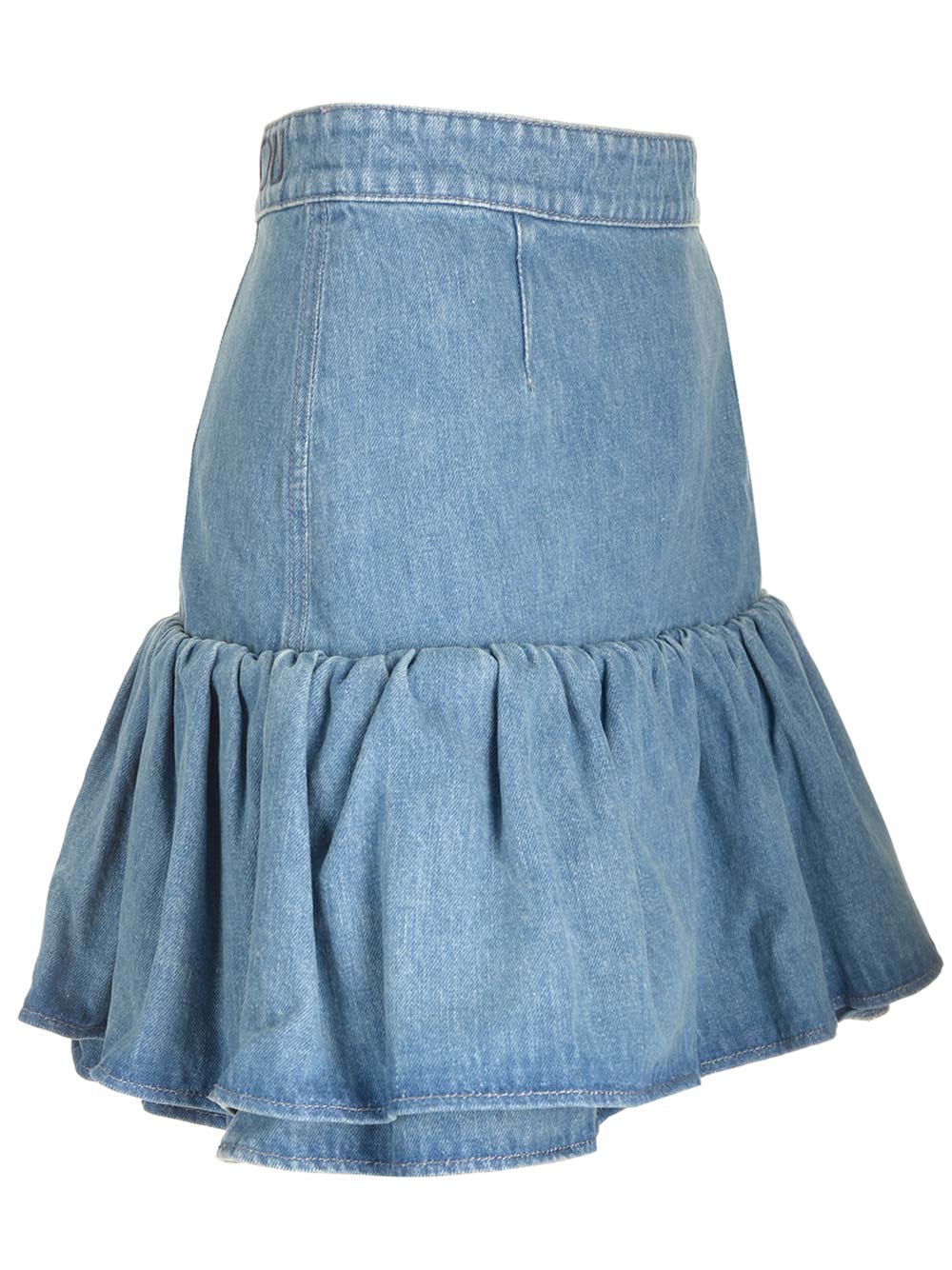 Shop Patou Medium Blue Denim Miniskirt In Ice Blue