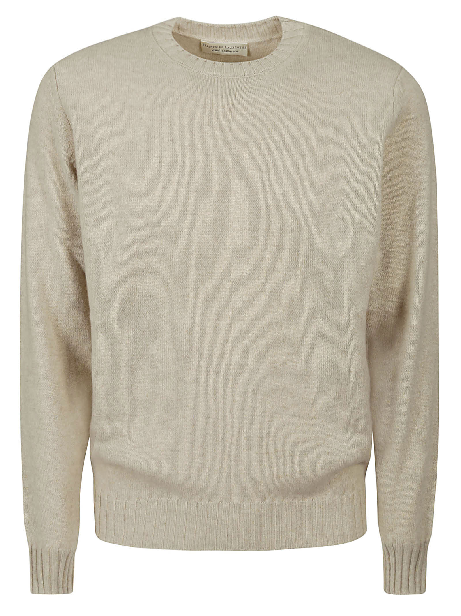 Shop Filippo De Laurentiis Crewneck Wool Cashmere In Linen