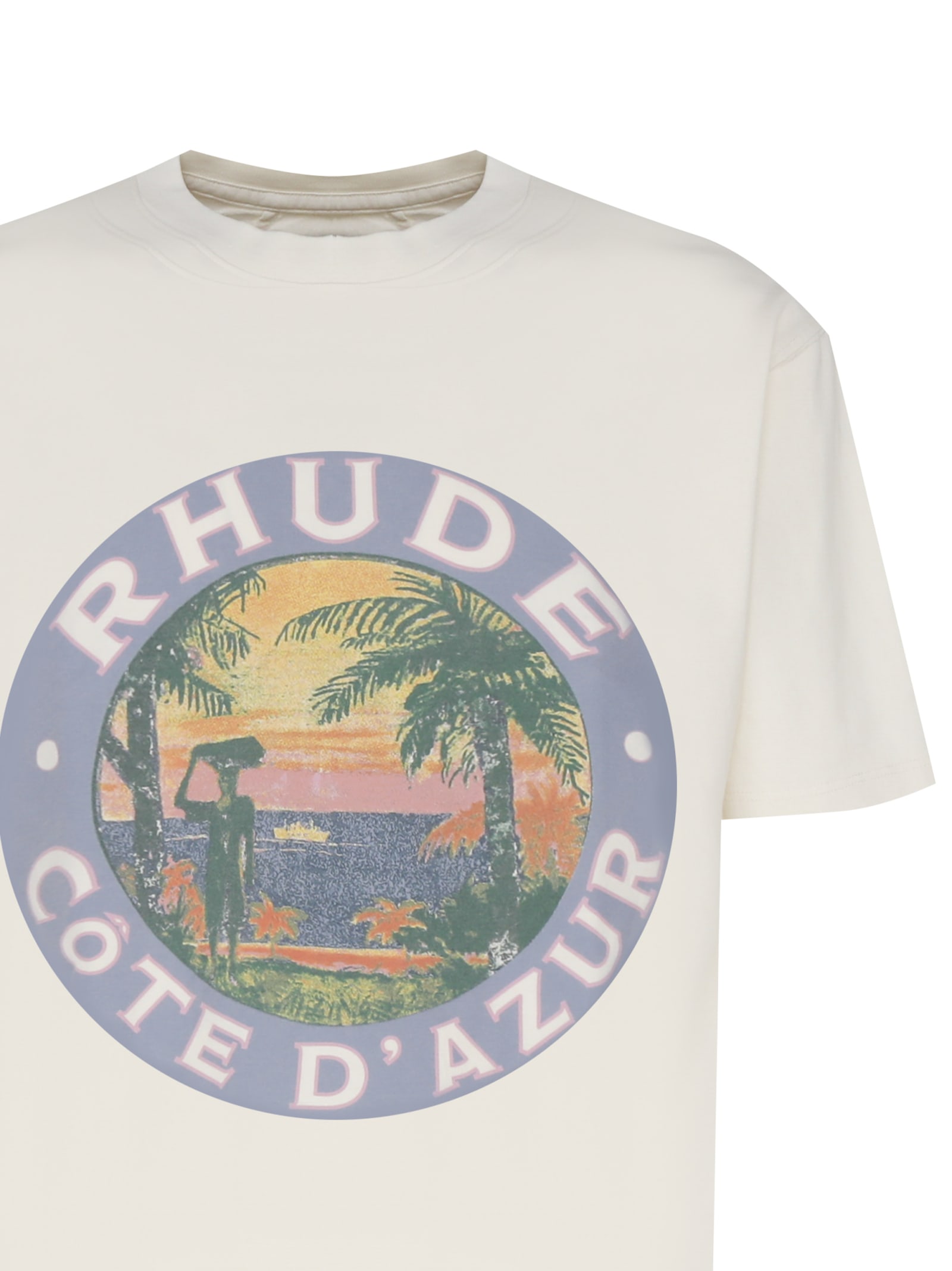 Shop Rhude Cotton T-shirt With Logo In White