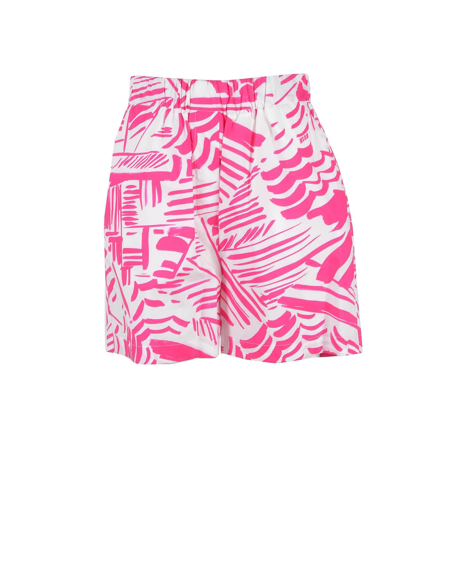 MSGM Womens White / Pink Shorts