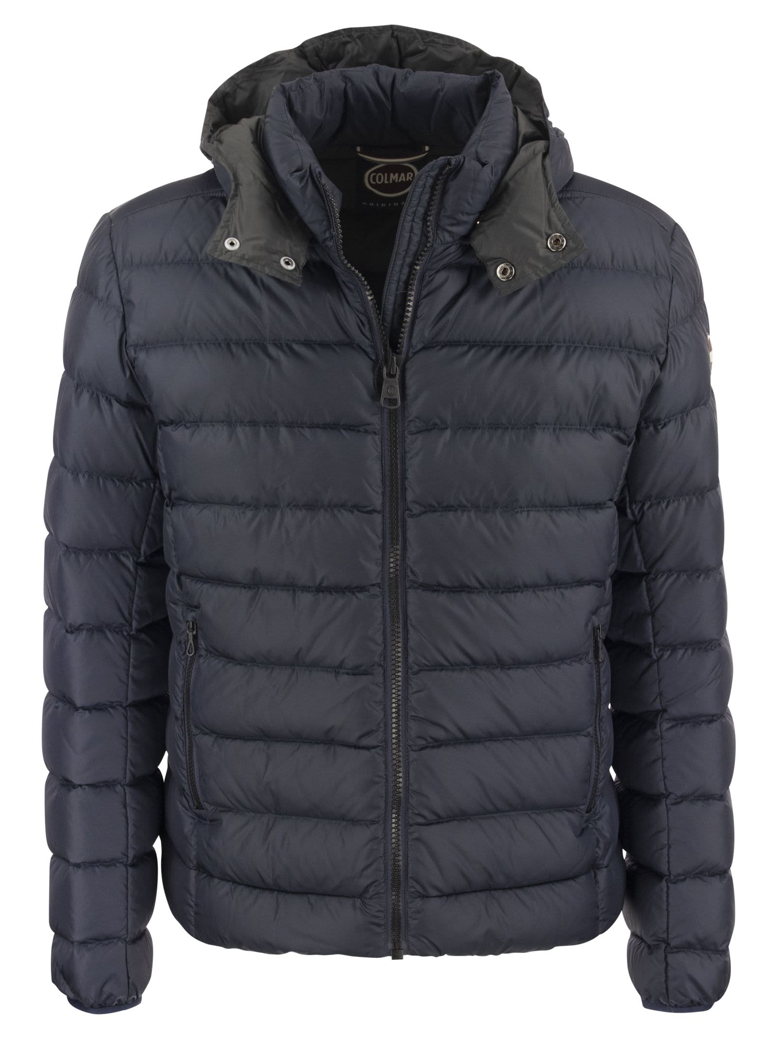 Shop Colmar E-concrete - Down Jacket With Detachable Hood  In Blue