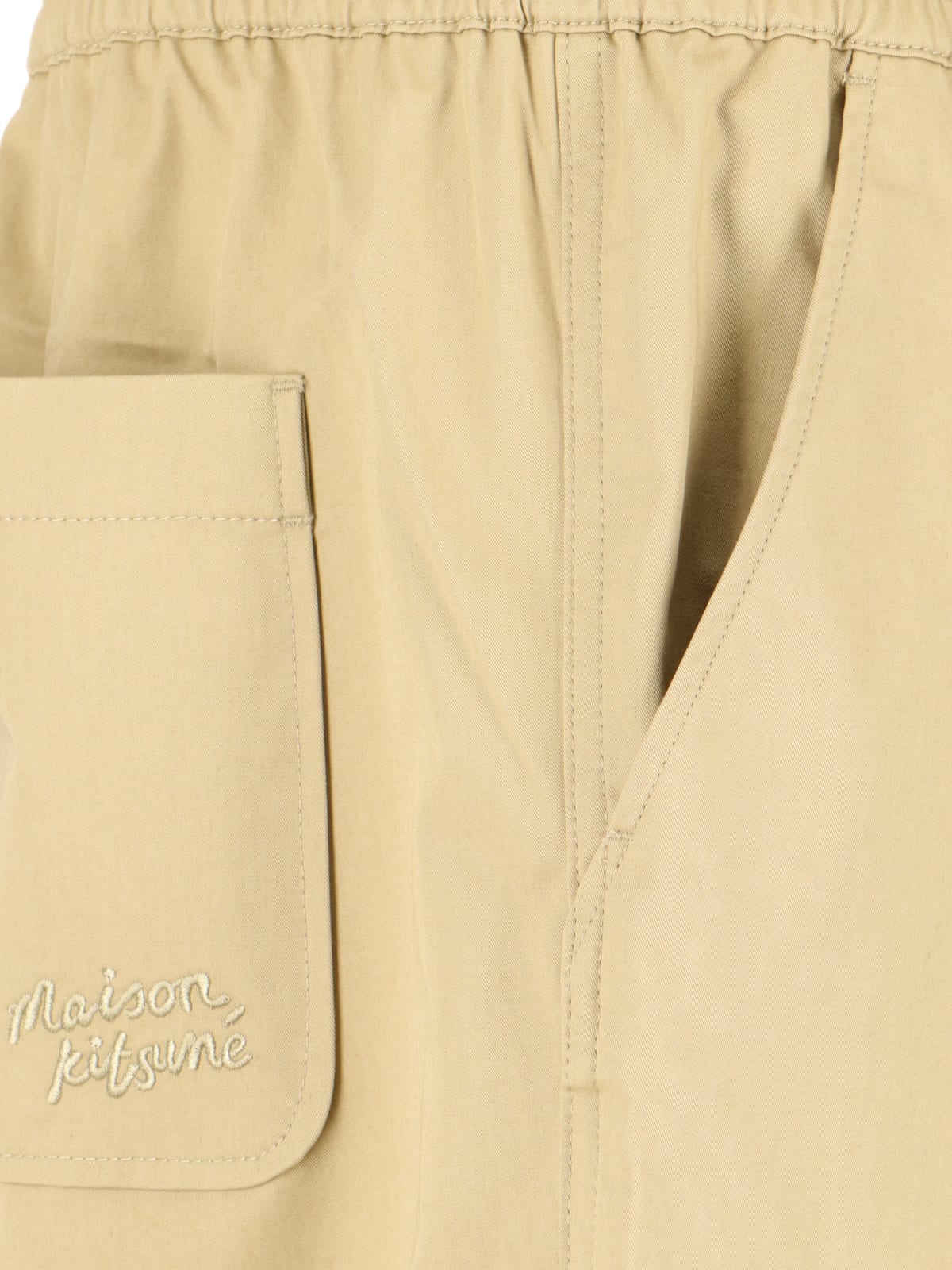 Maison Kitsuné Casual Trousers In Beige Cotton In Yellow