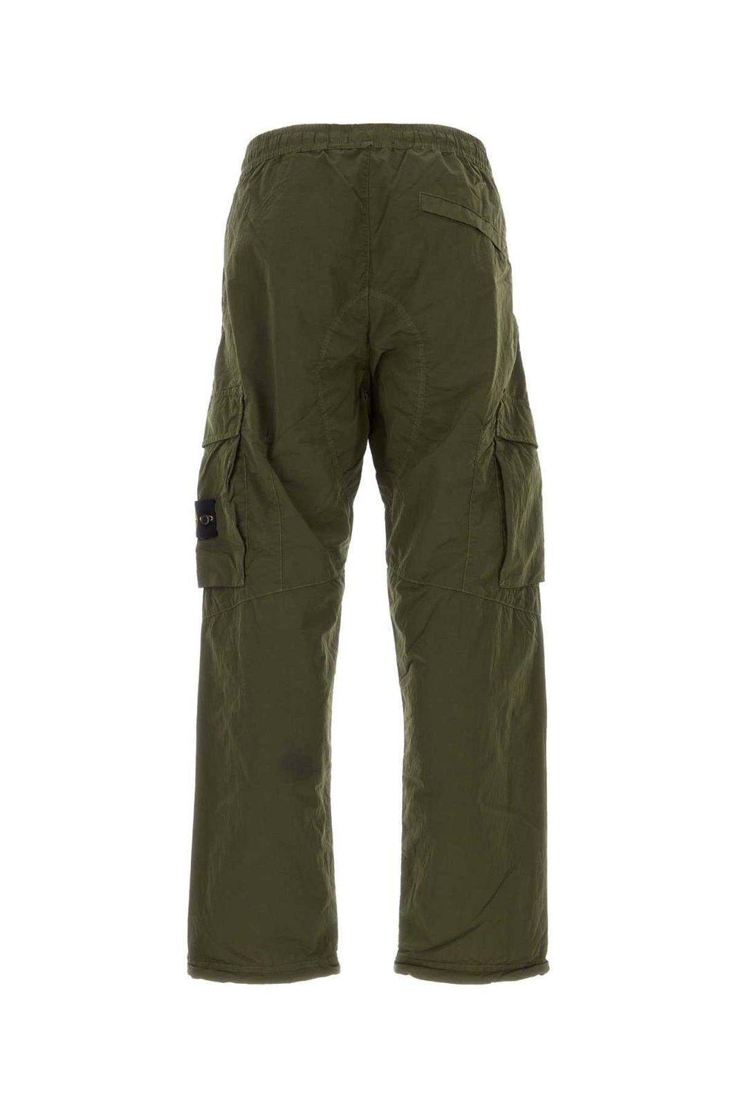 Shop Stone Island Compass Patch Elasticated Waist Pants In Green