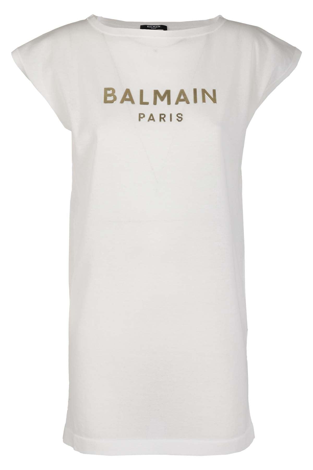 Balmain Logo Print Crewneck Mini Dress