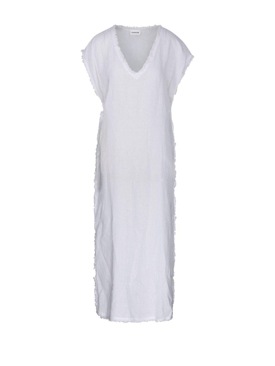 Parosh Cap Sleeved Frayed Midi Dress