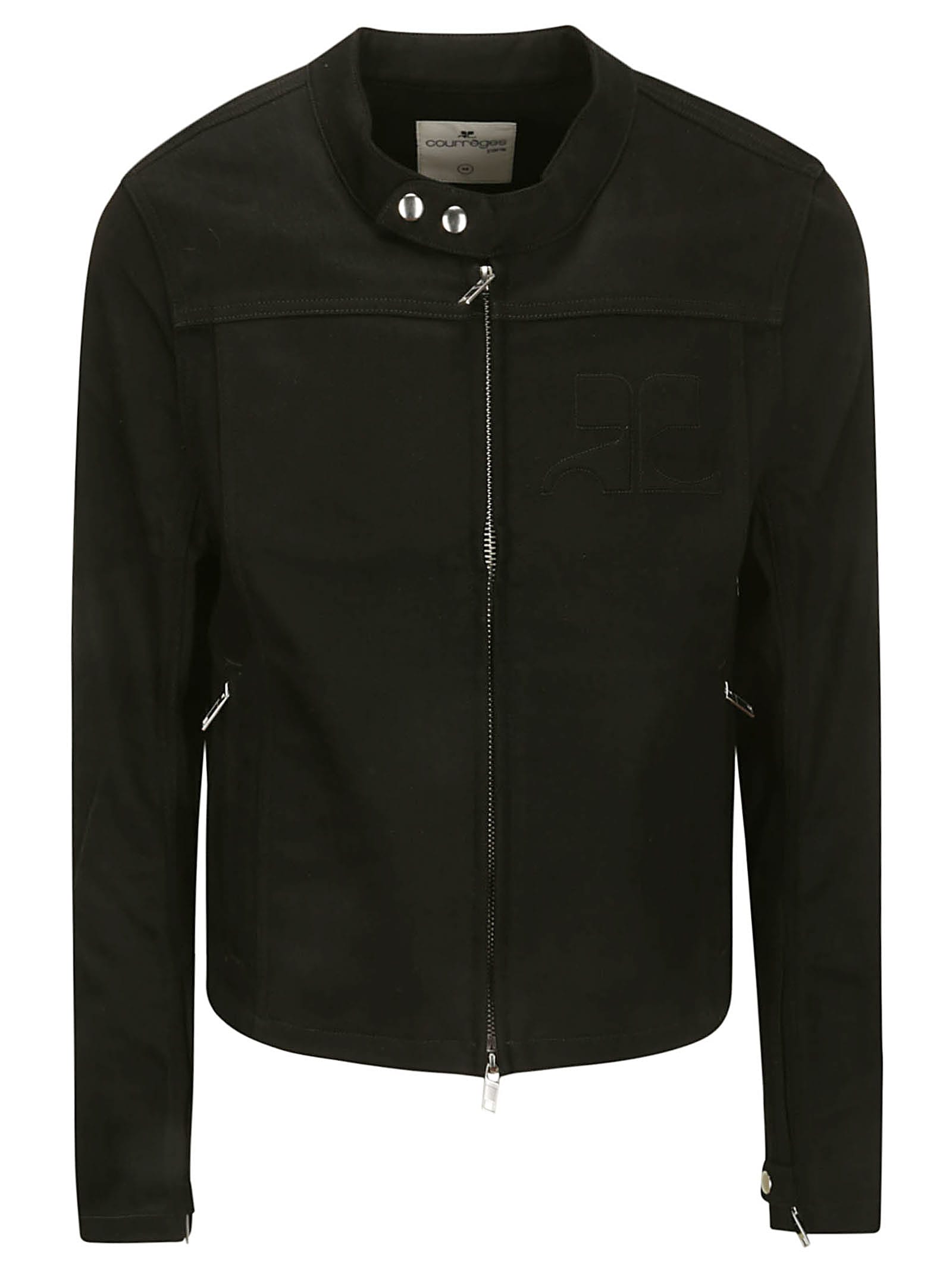 Shop Courrèges Iconic Black Denim Biker Jacket