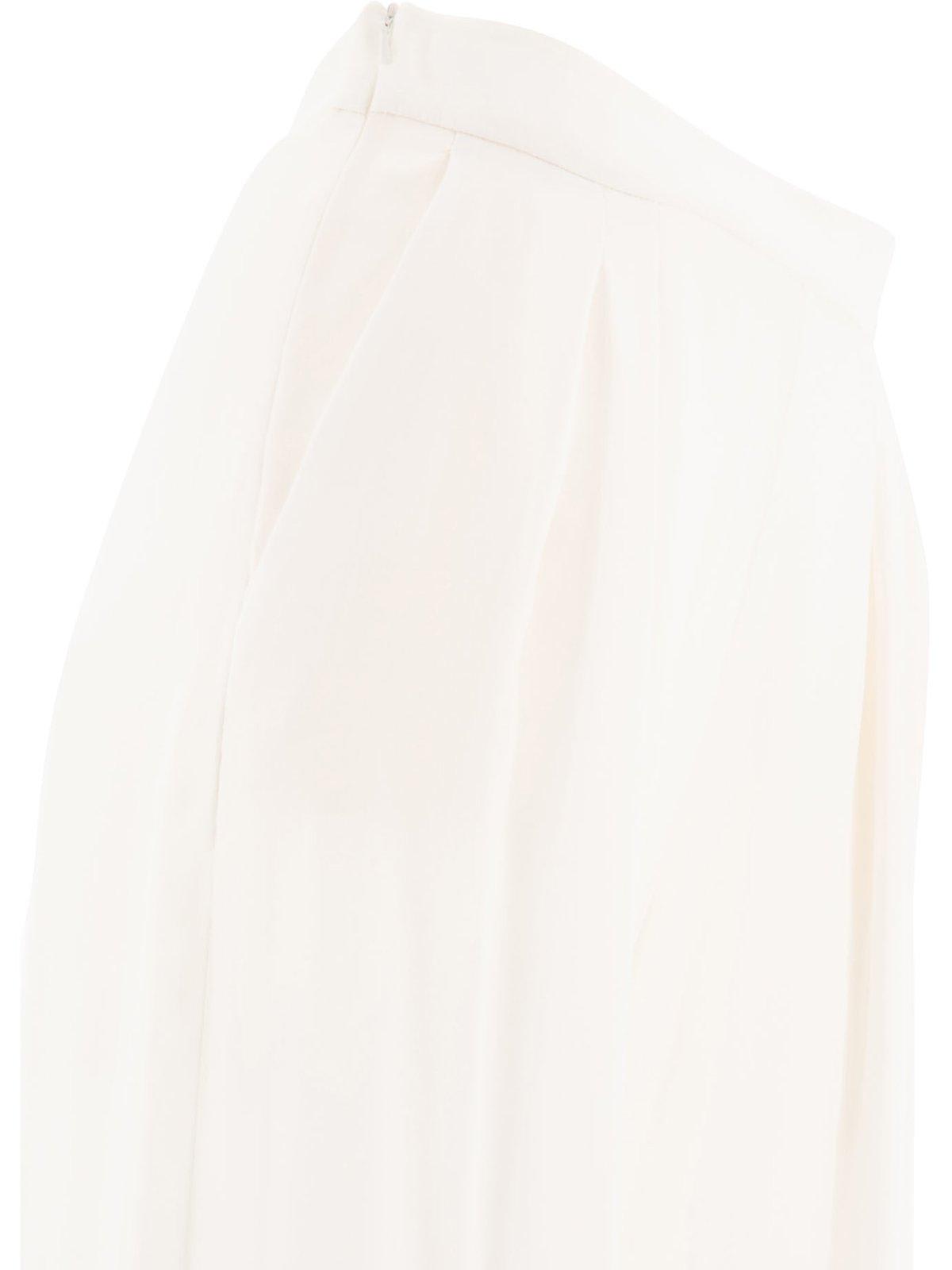 Shop Max Mara High Waist Chiffon Trousers In White