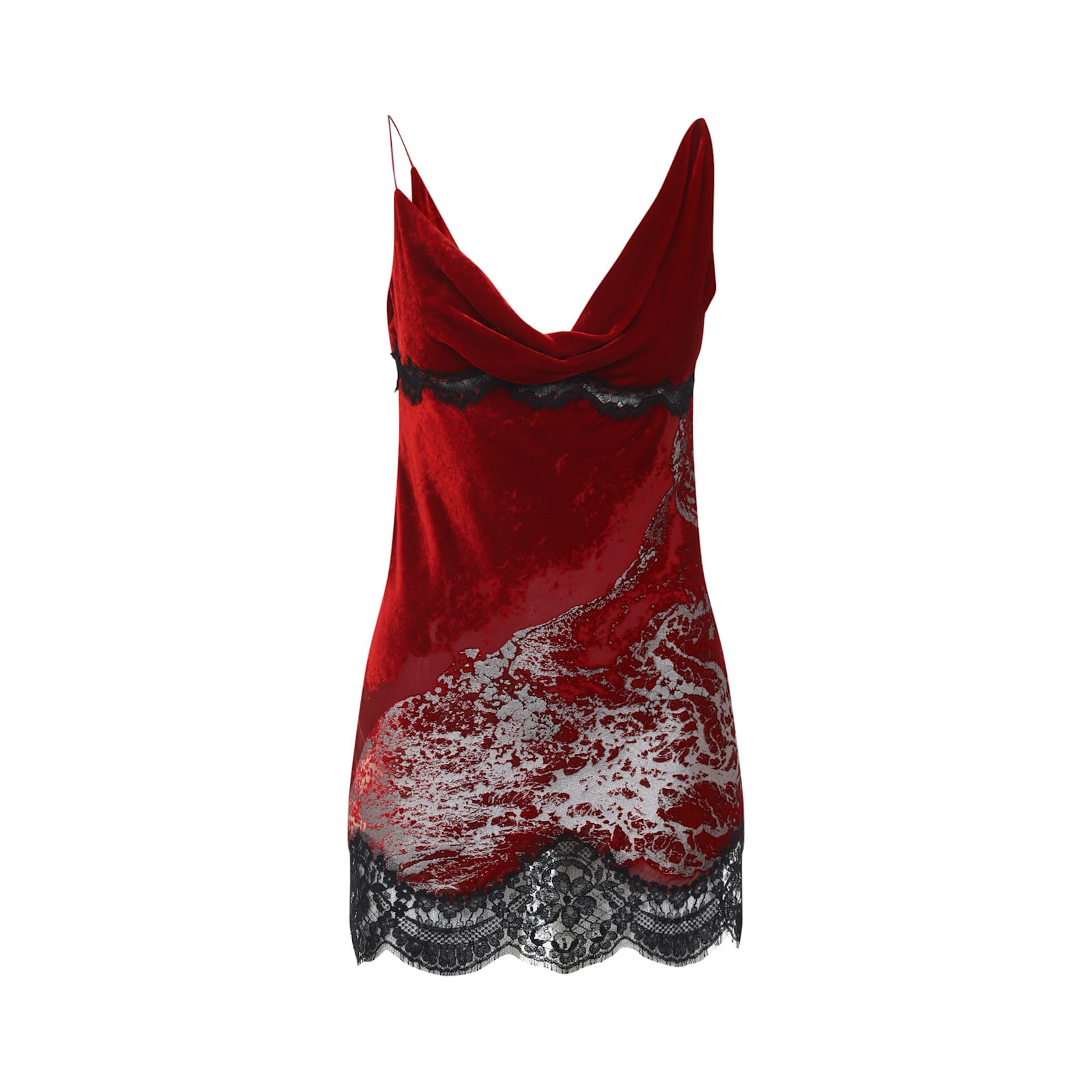 Roberto Cavalli Asymmetric Hem Draped Neckline Velvet Dress In Red