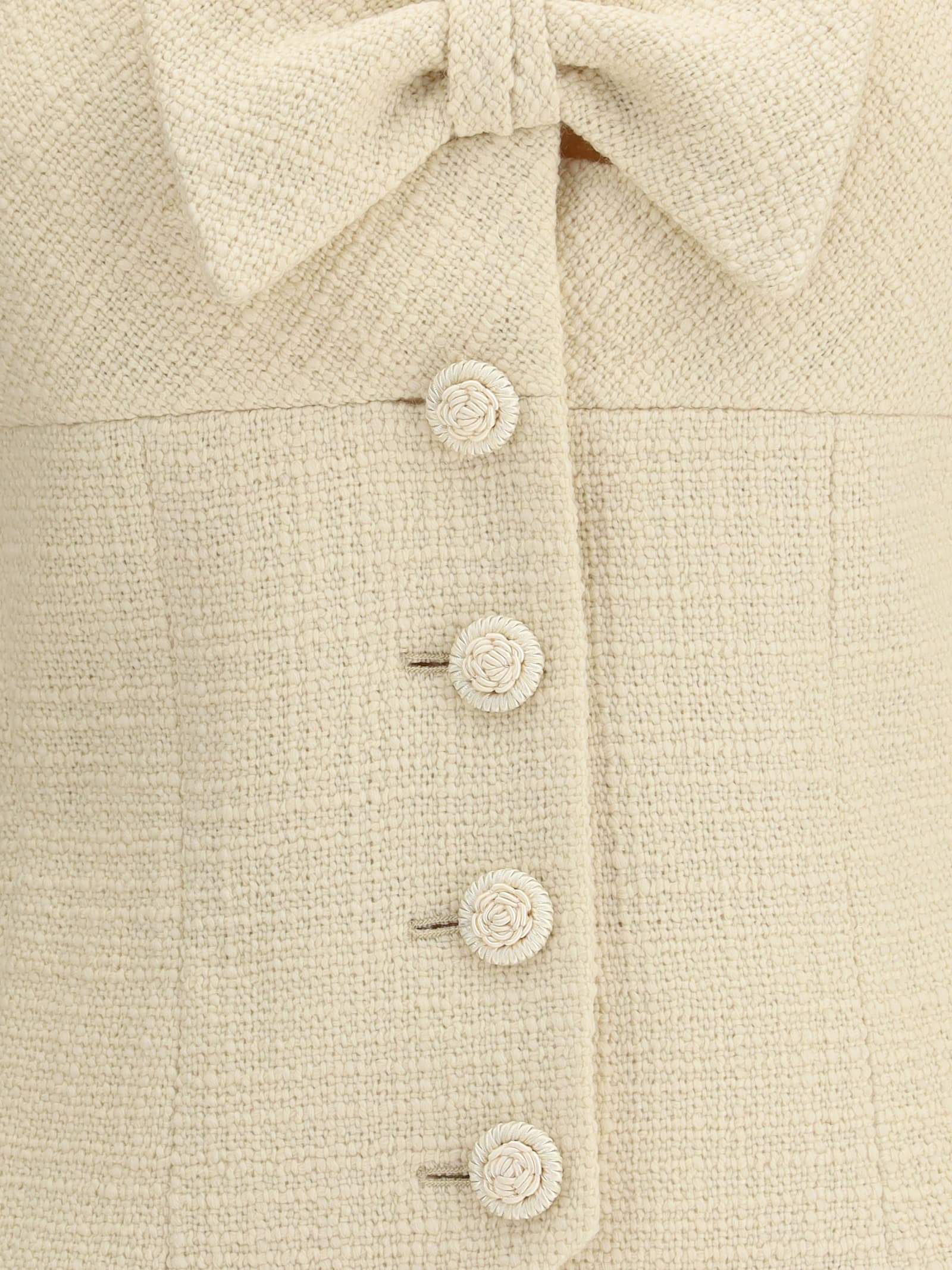 Valentino Short Jacket In Plain Wool Tweed In Nude