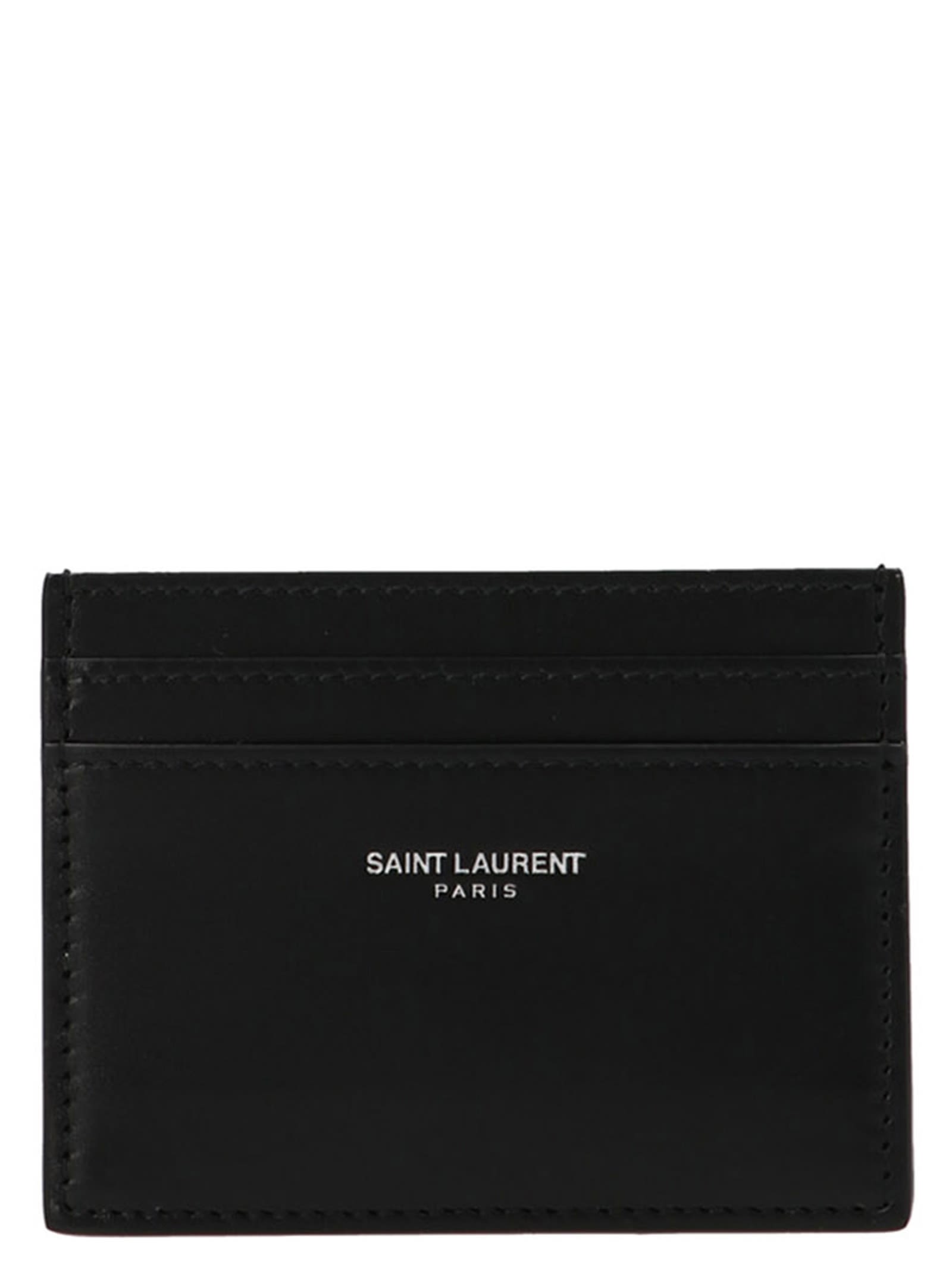 Shop Saint Laurent Logo Card Holder In Black