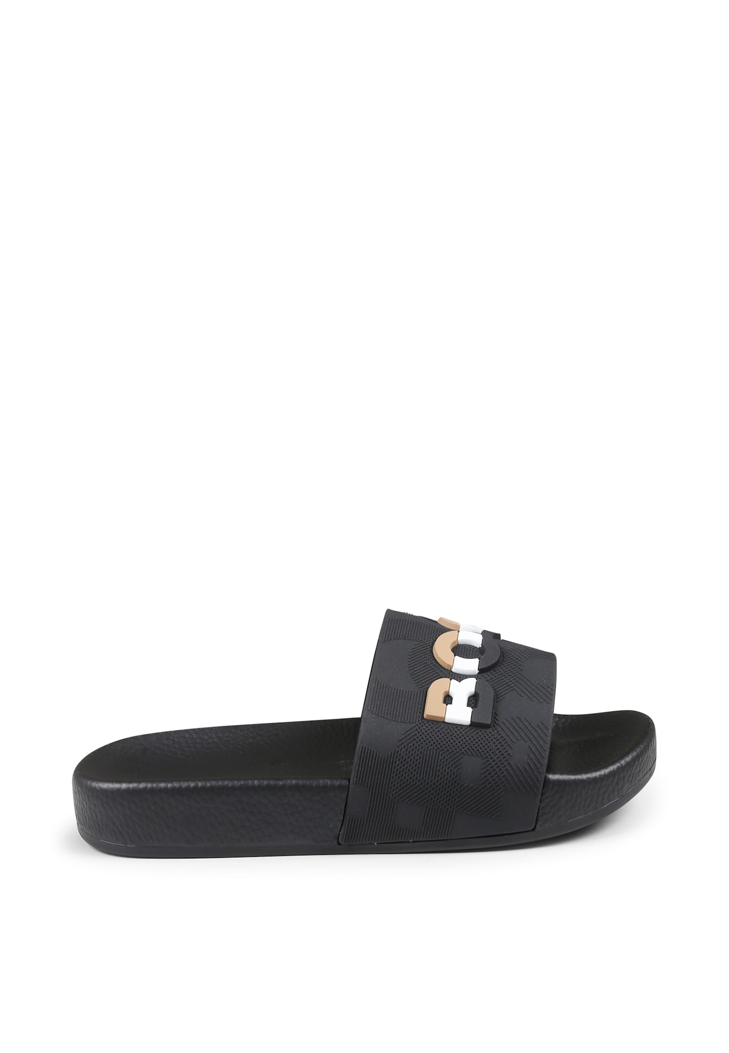 Hugo Boss Black Slippers For Boy With Logo In Black