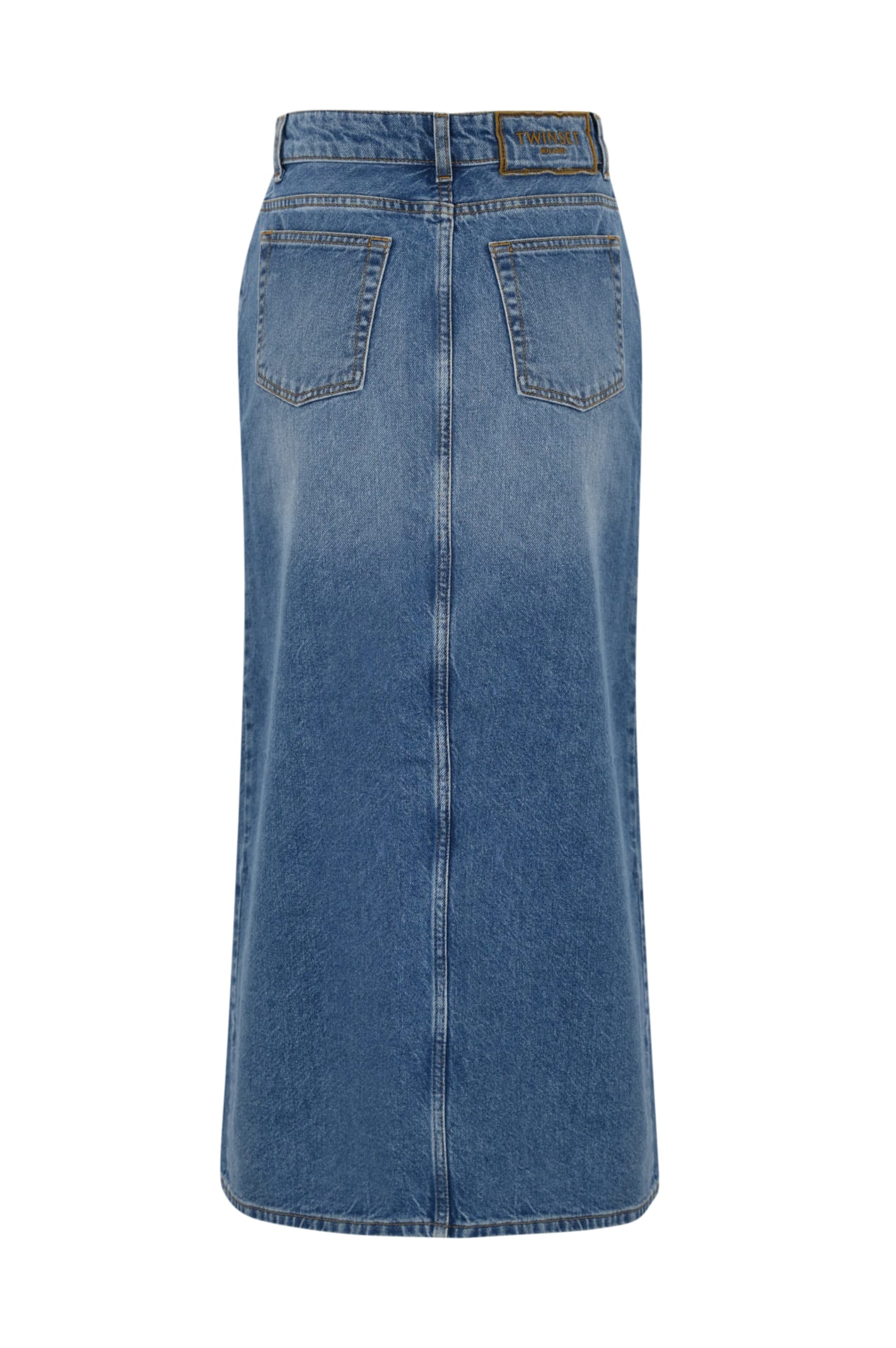 Shop Twinset Denim Midi Skirt