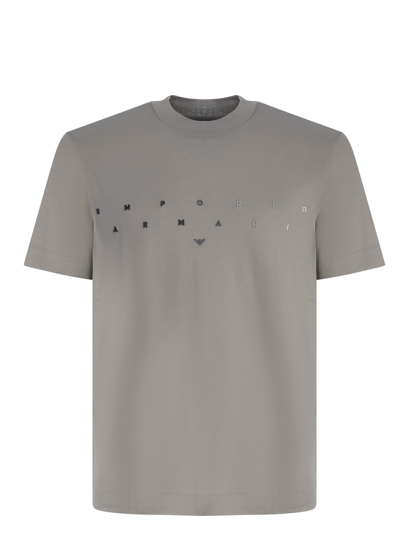 Shop Emporio Armani T-shirt  Made Of Lyocell And Cotton In Grigio