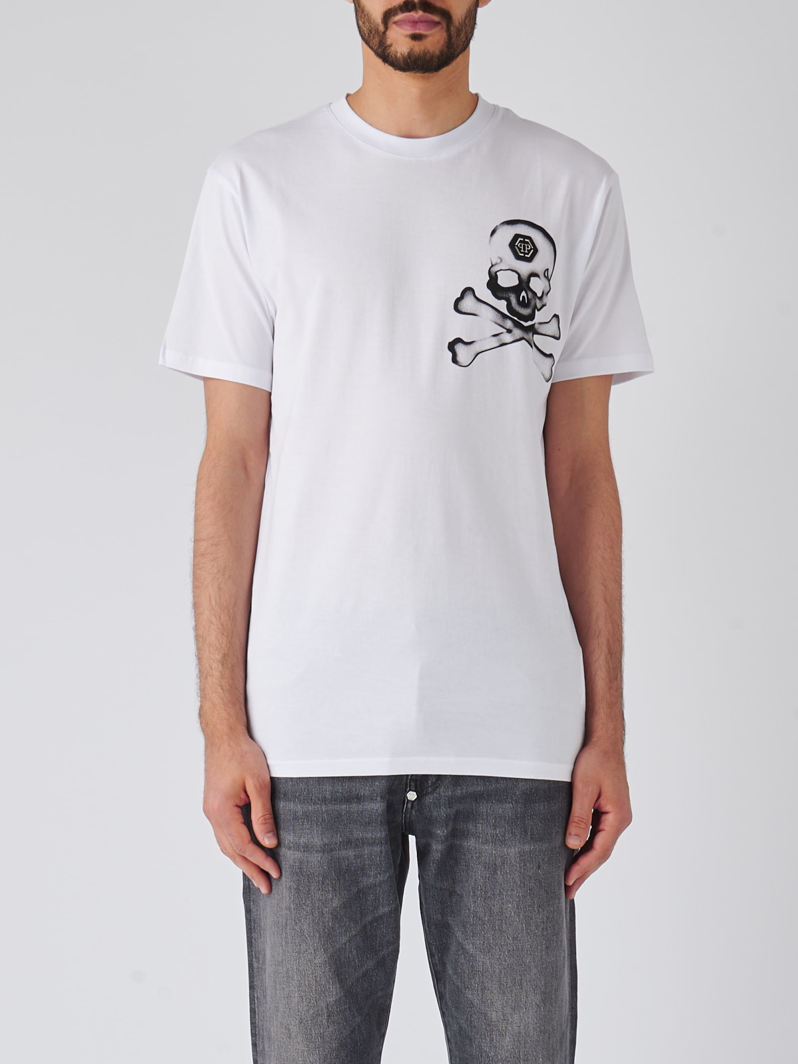 Philipp Plein T-shirt Round Neck Ss Smile T-shirt In Bianco