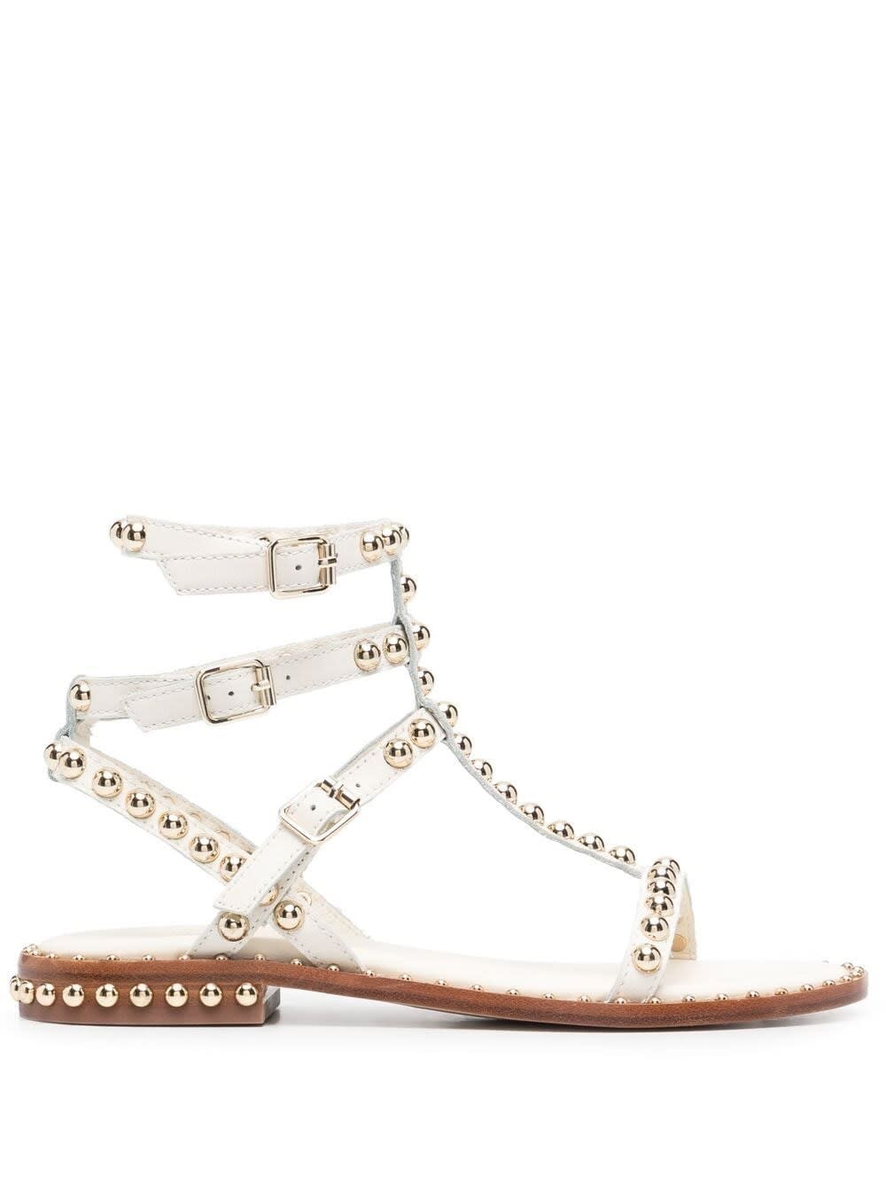 Ash White Leather Sandals With Studs