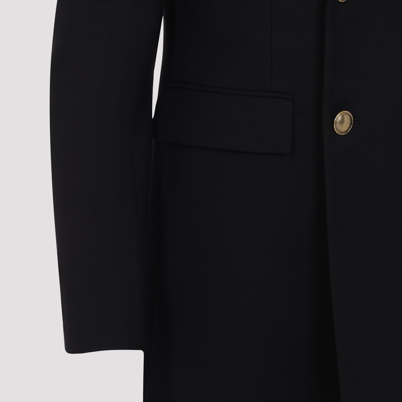 Saint Laurent Double-breasted Wool Jacket Notched Lapels In Noir