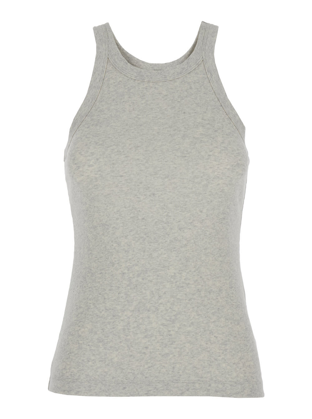 Shop Totême Grey Tank Top With U Neckline In Ribbed Cotton Woman