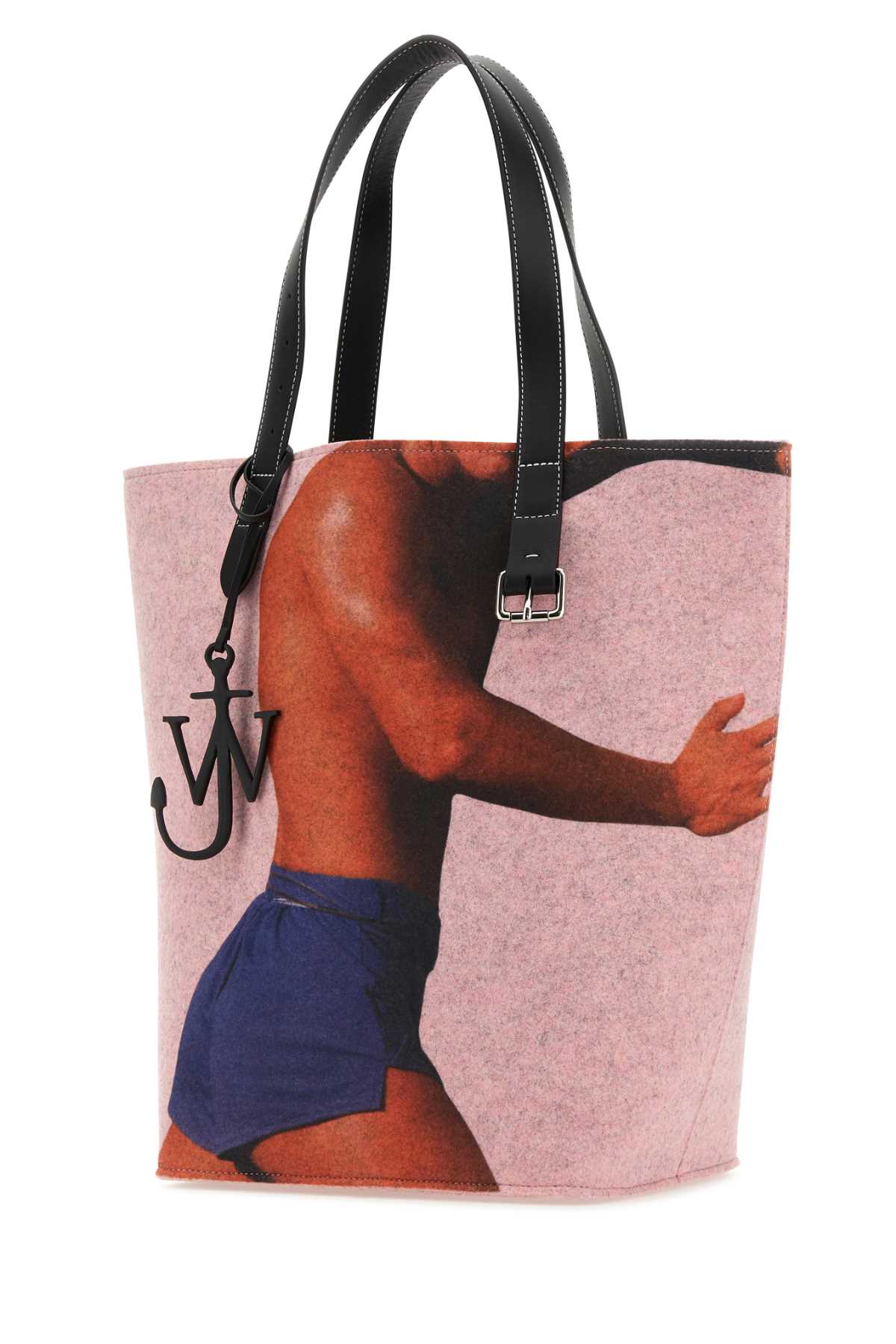 Shop Jw Anderson Printed Felt Shopping Bag In Pinkmulti