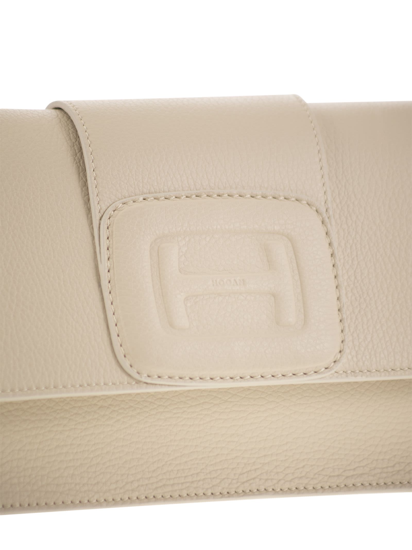 Shop Hogan Rectangular H-bag Crossbody In Ivory