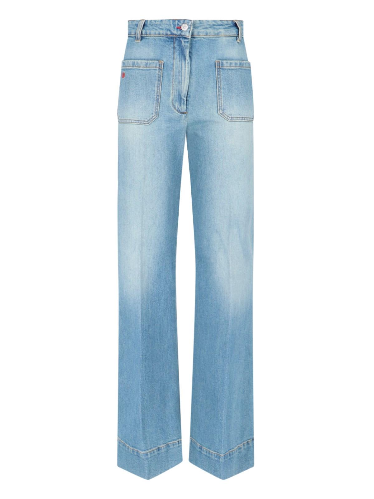 Shop Victoria Beckham Alina Palazzo Jeans In Denim