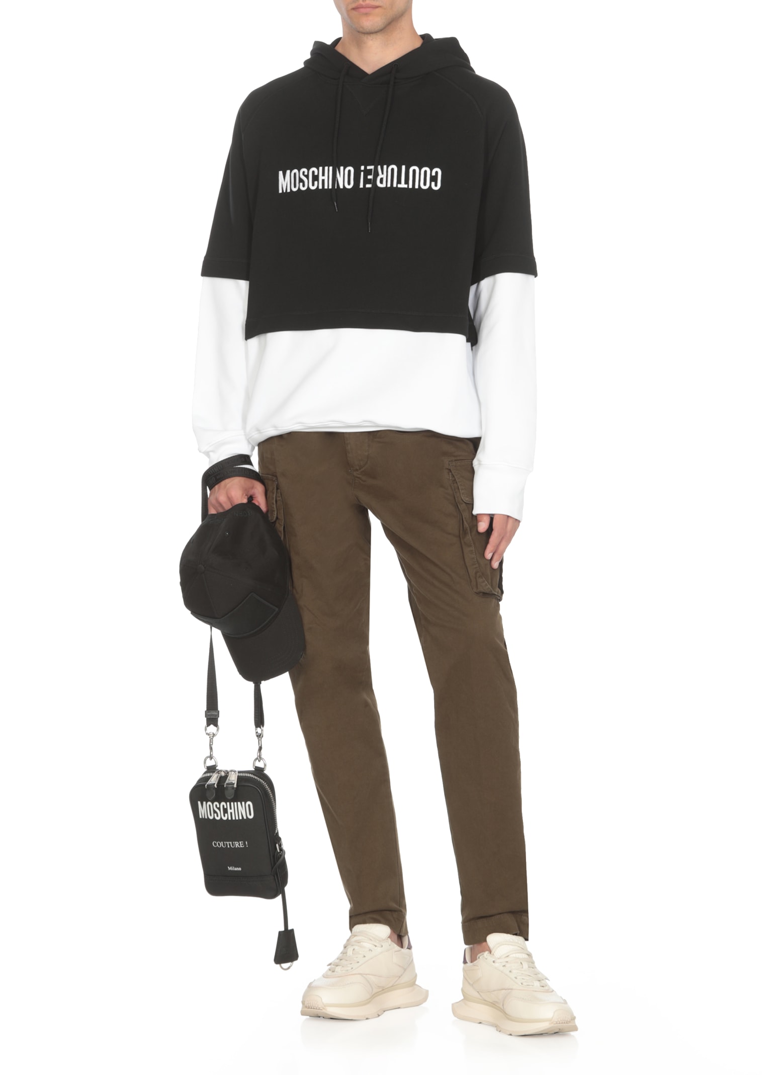 Moschino Logo Hooded Sweatshirt In Black