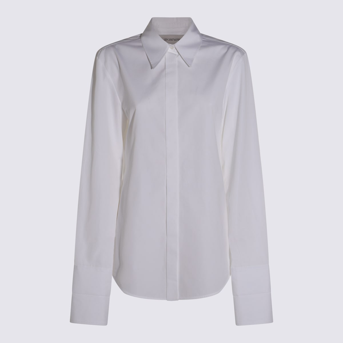Sportmax Gemona Crêpe Long-sleeved Shirt In White