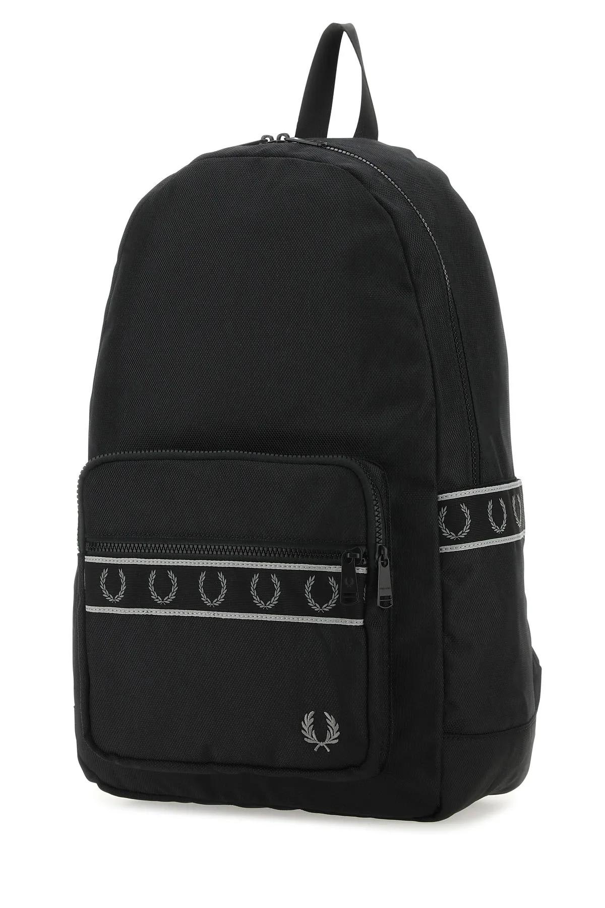 Shop Fred Perry Black Polyester Backpack