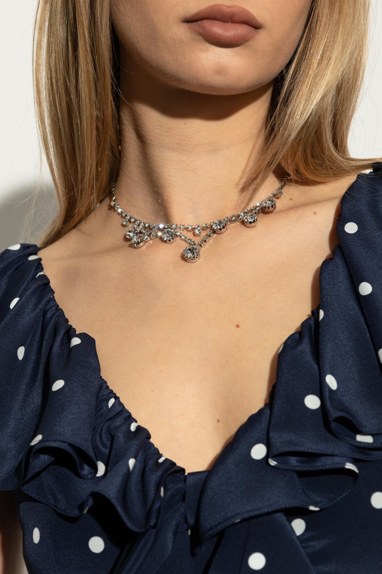 Alessandra Rich Crystal-embellished Choker Necklace In White