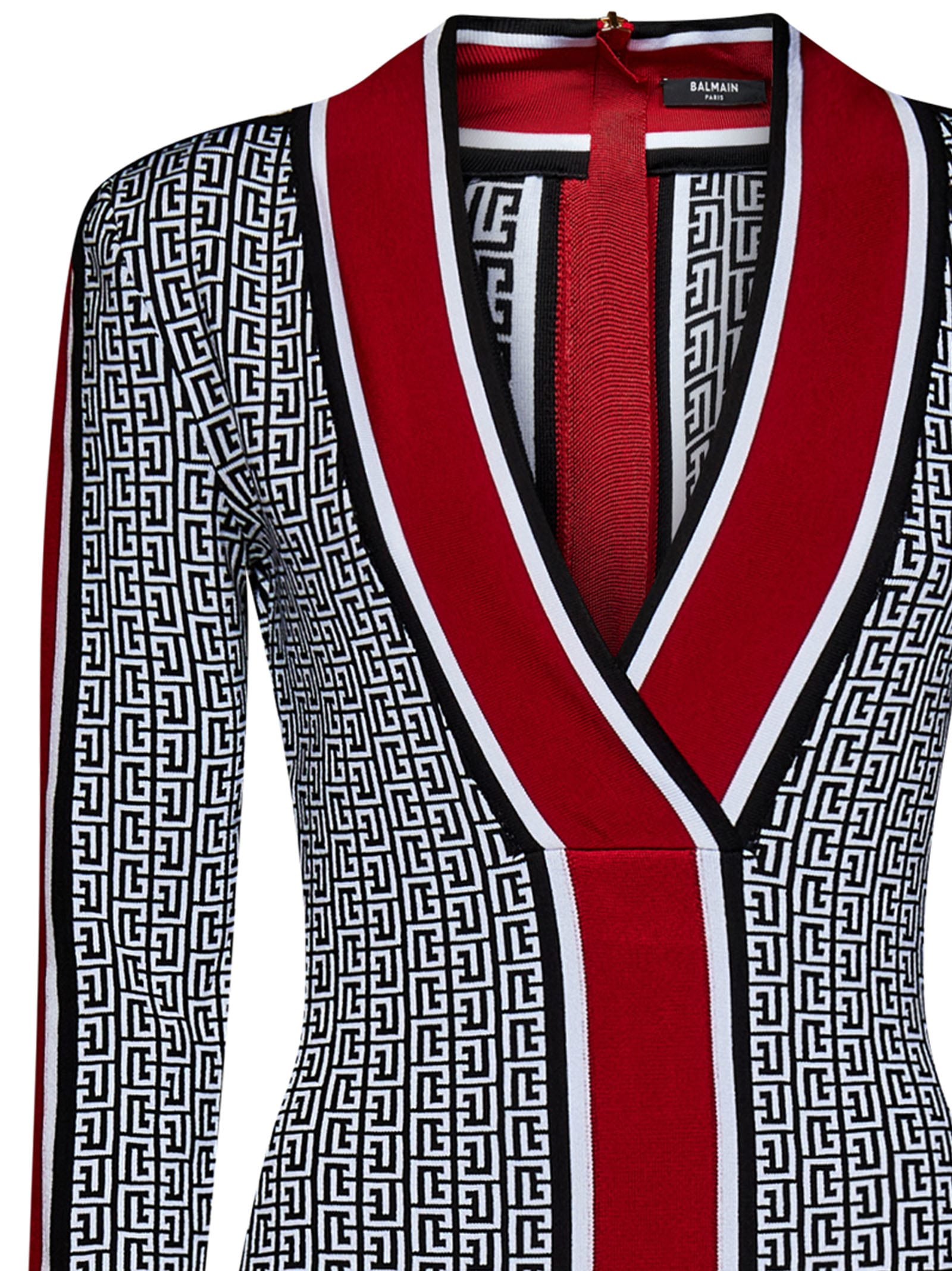 Balmain Monogram Print Knitted Dress In Multicolor