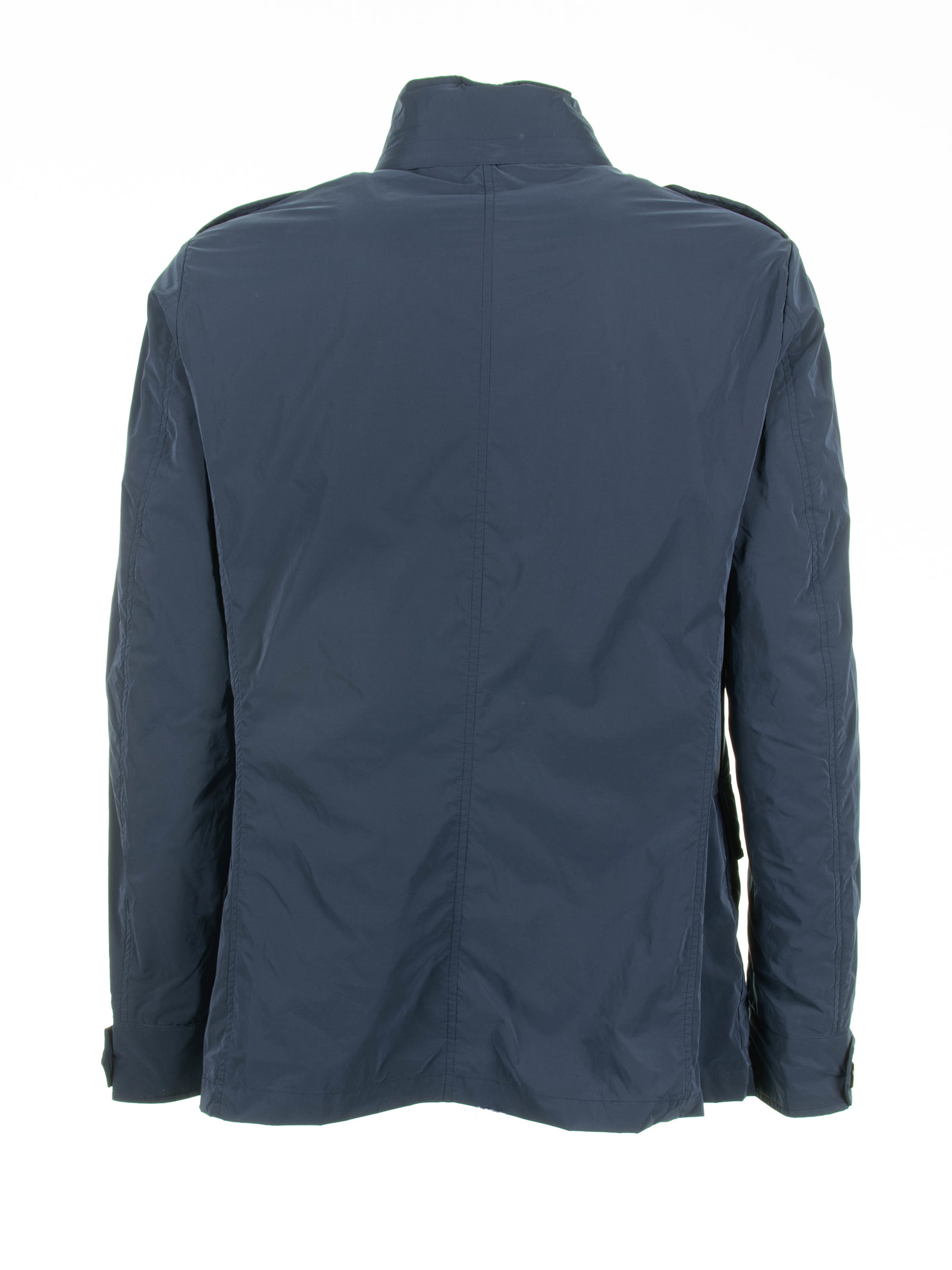 Shop Moorer Spring Jacket With Pockets And Buttons In Denim