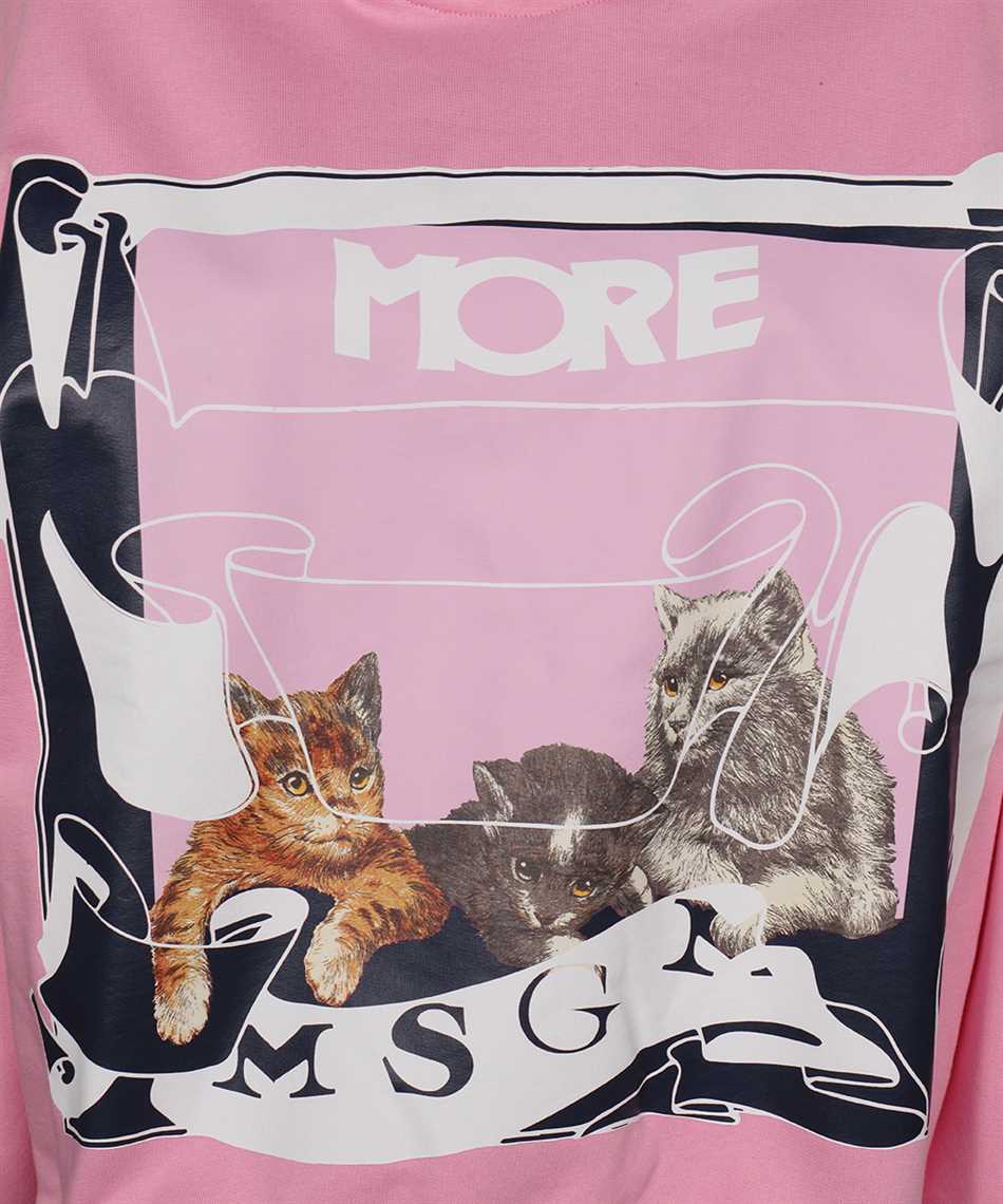 Msgm Cat-print Hoodie In Pink