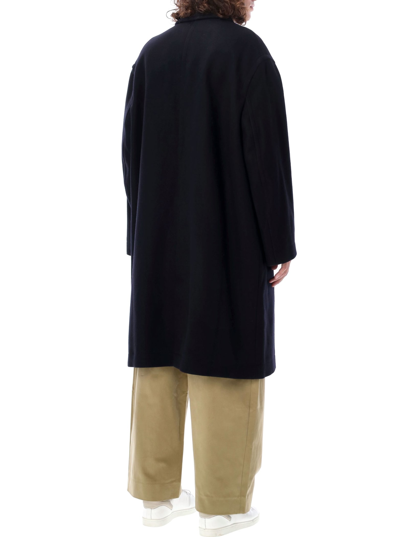 Shop Studio Nicholson Cover Over Coat In Darkest Navy