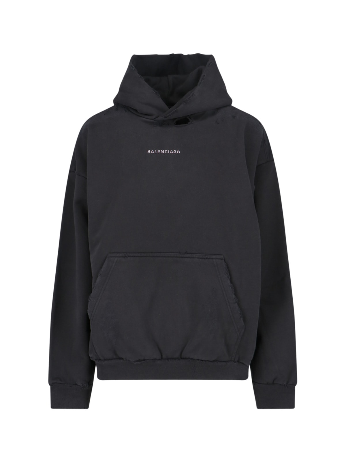 Shop Balenciaga Retro Logo Hoodie In Faded Black