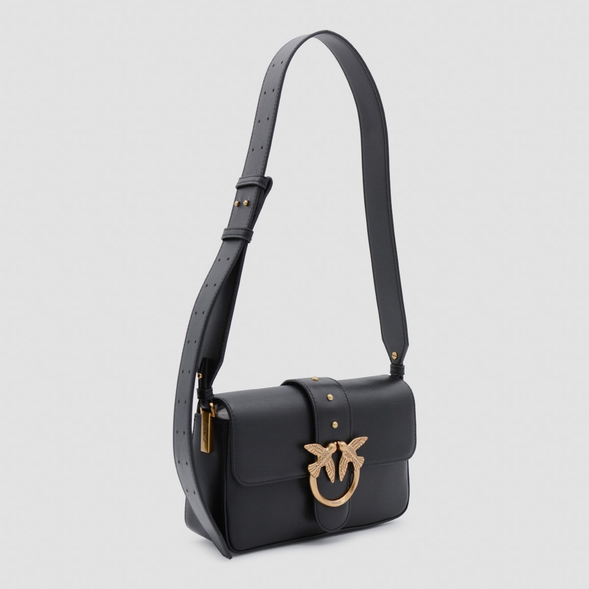 Pinko Love One Mini Slouchy Fl Pelle In Black