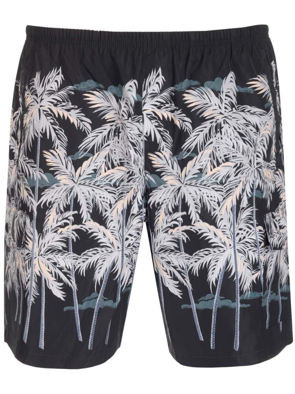 Shop Palm Angels Palm Printed Swim Shorts In Nero