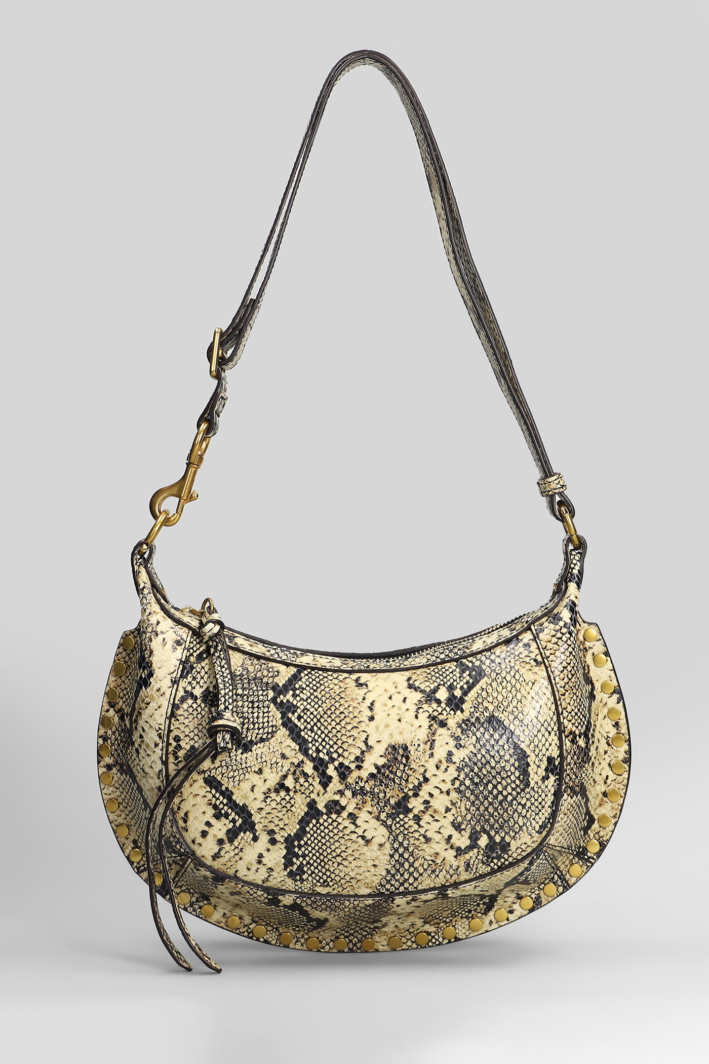 Isabel Marant Oskan Moon Shoulder Bag In Khaki Leather In Sand