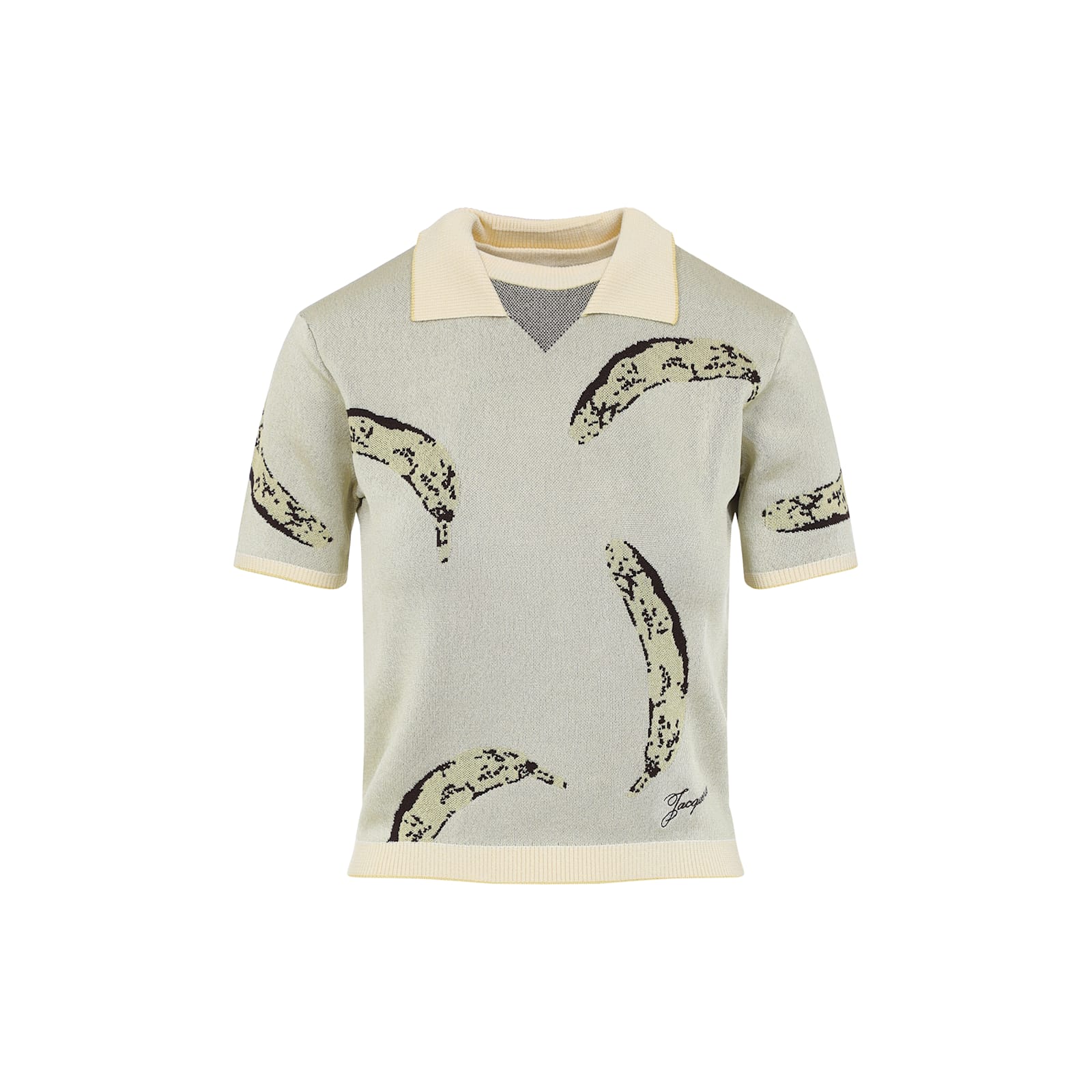 Jacquemus Womens Banana Jacquard Yellow The Marino Banana-print Woven-knitted Polo Top