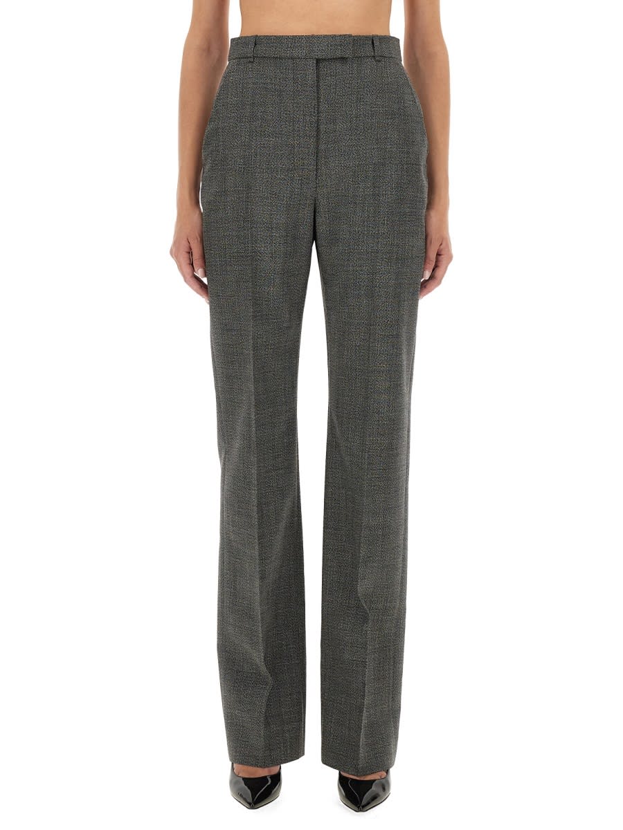 Alexander Mcqueen Straight-leg Tailored Pants With Subtle Check Pattern In Gray