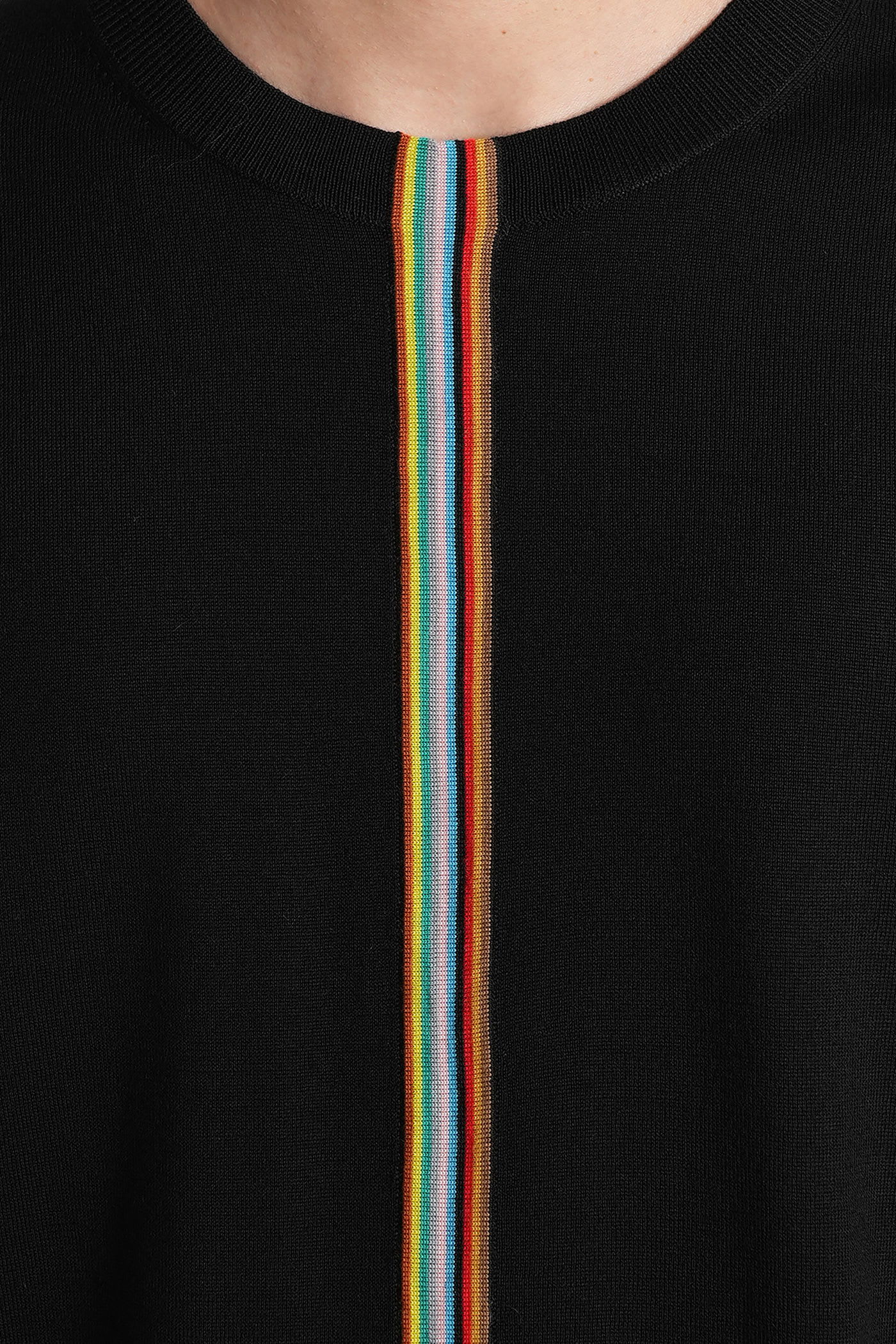 Paul Smith Merino Wool Jersey With Striped Detailing In Black