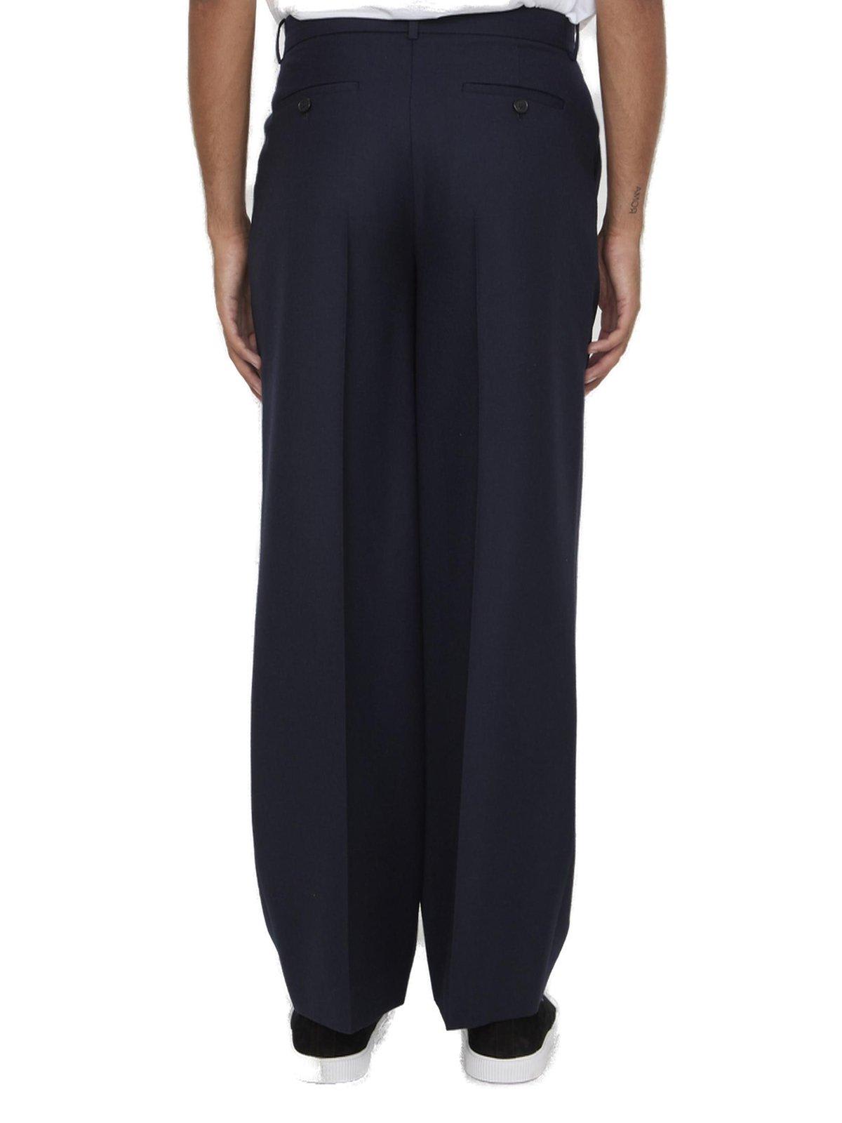 Shop Loewe Mid-rise Tailored Trousers In Navy Melange