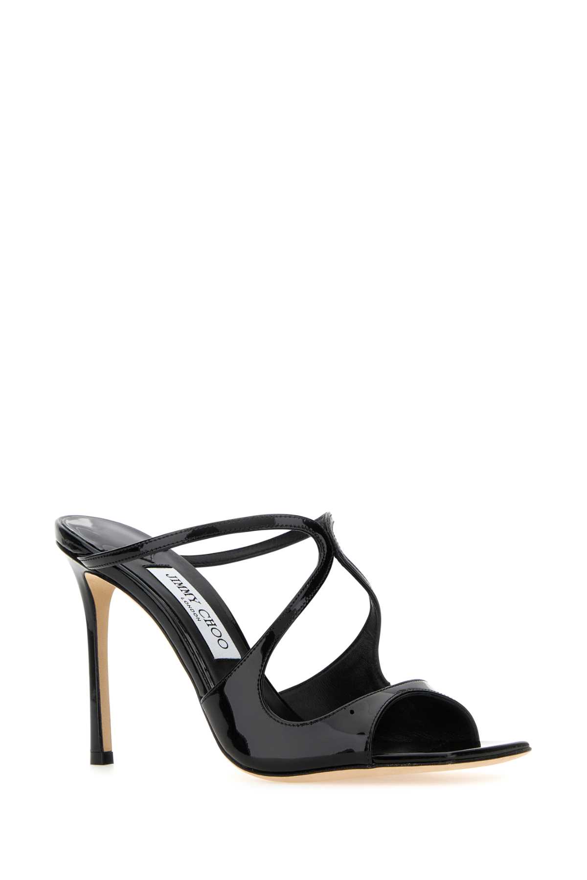 Shop Jimmy Choo Black Leather Anise 95 Mules