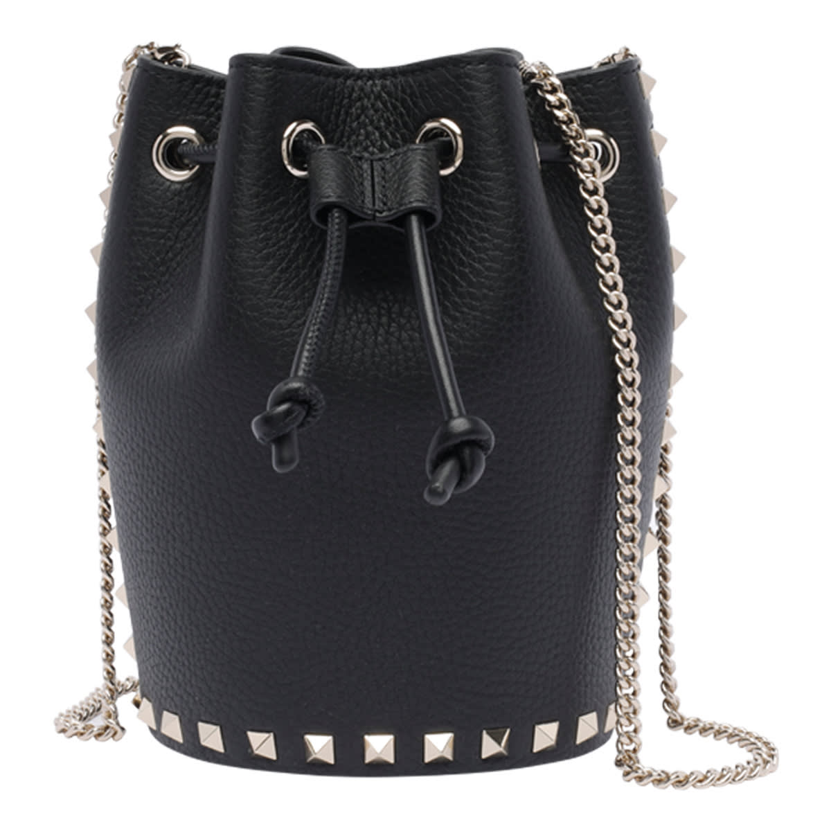 Valentino Mini Rockstud Bucket Bag In Black