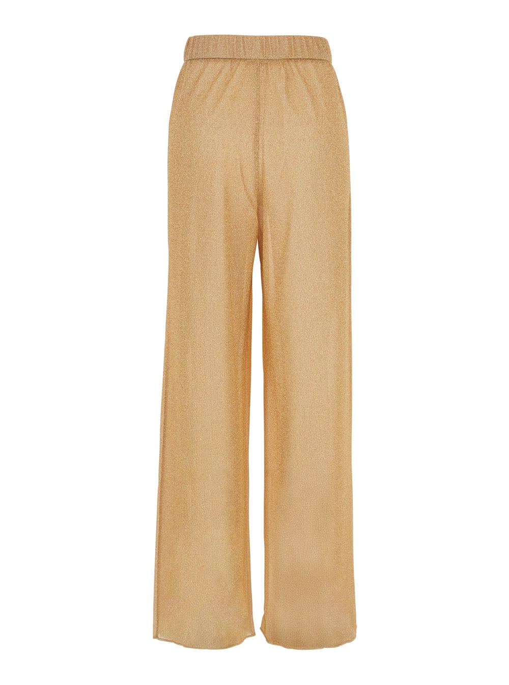 OSEREE LUMIERE GOLD COLORED PANTS WITH ELASTIC WAIST IN TECH FABRIC WOMAN