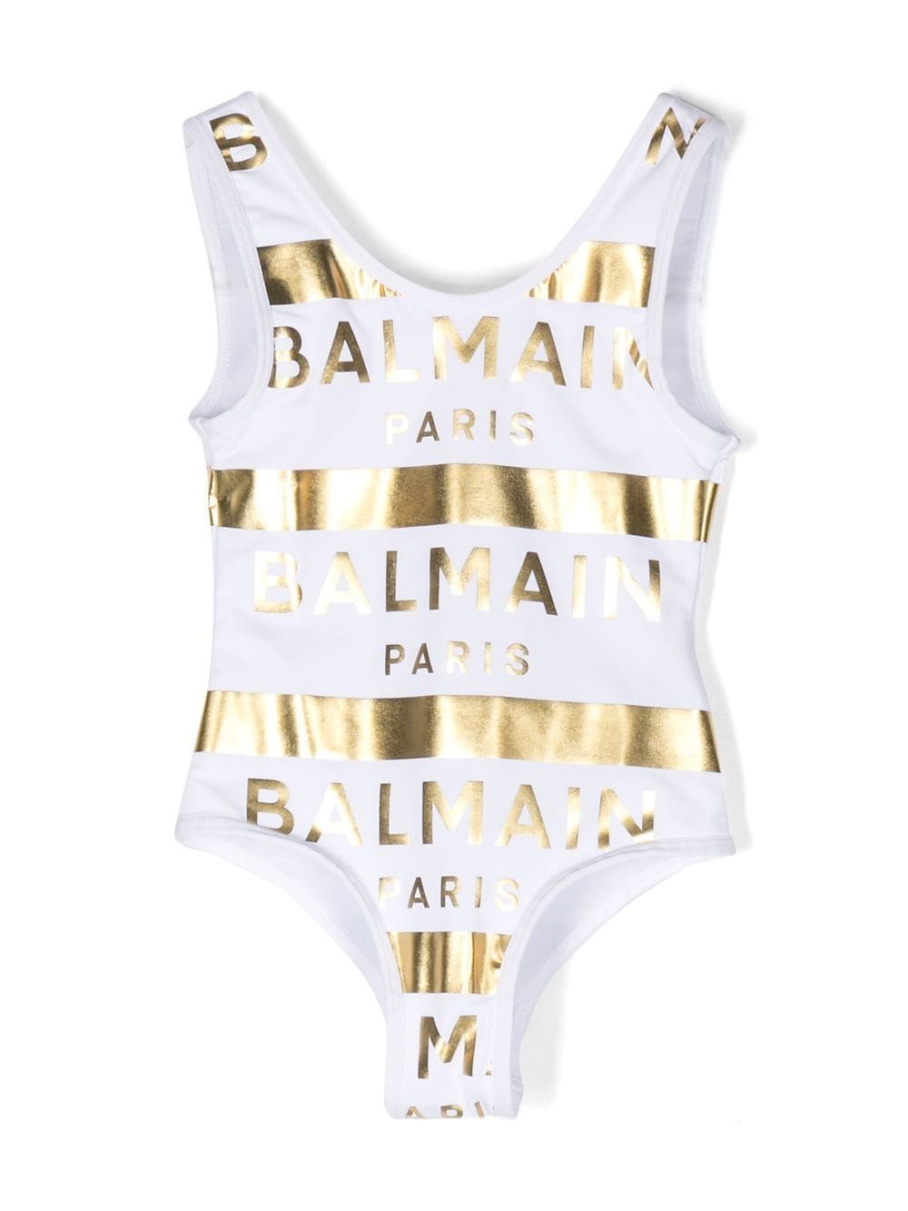 Shop Balmain Swimsuit With Logo In White