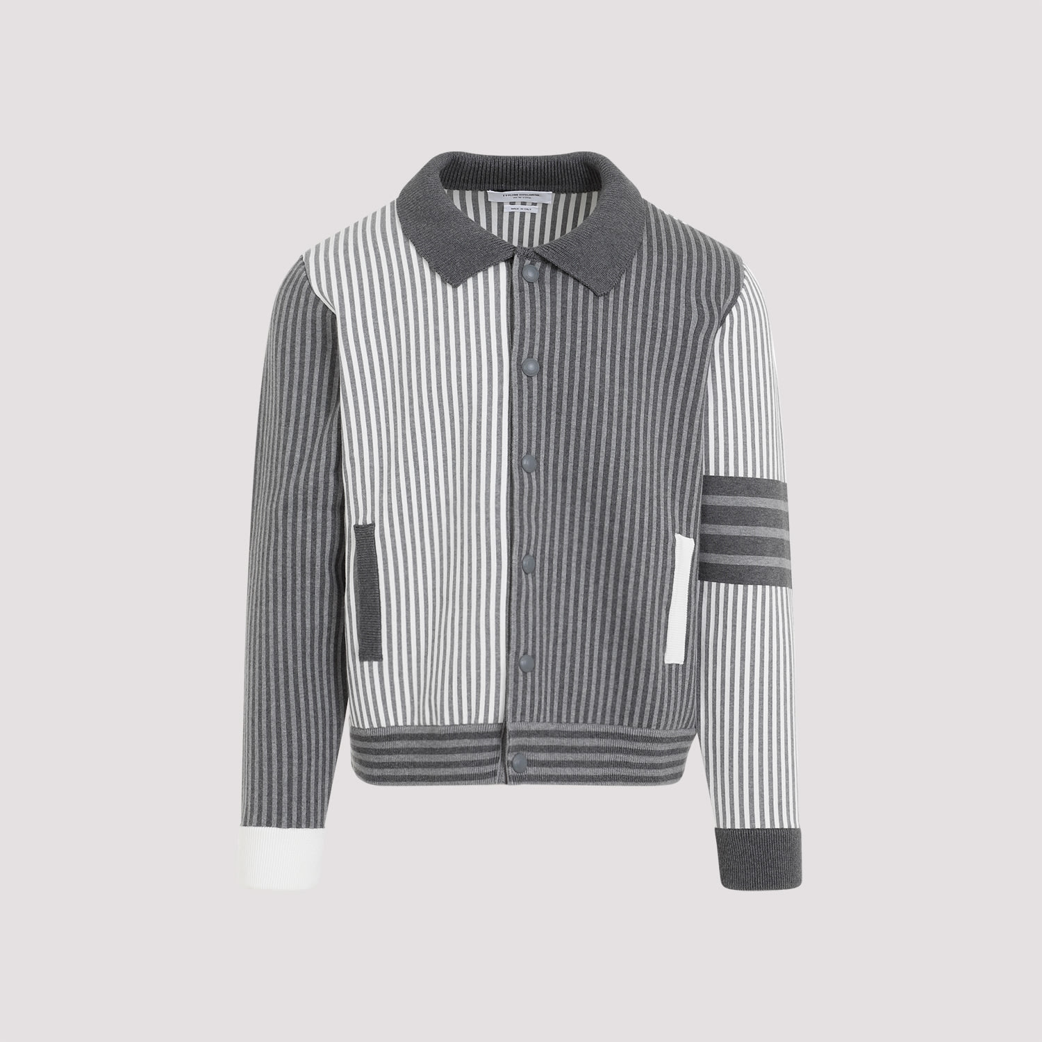 Shop Thom Browne Polo Collar Bomber Jacket In Tonal Grey