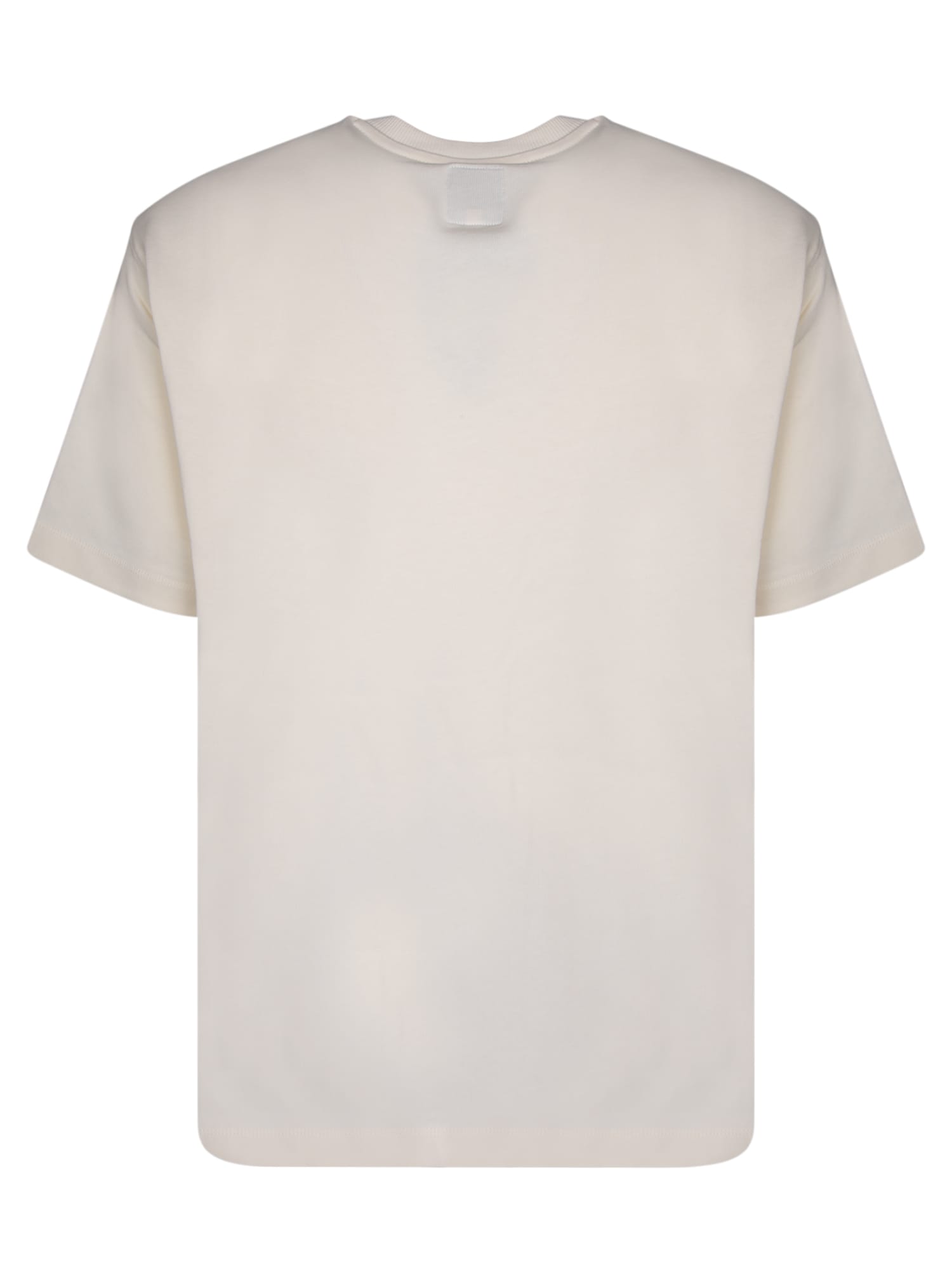 Shop Emporio Armani Lettering Logo Cream T-shirt In White